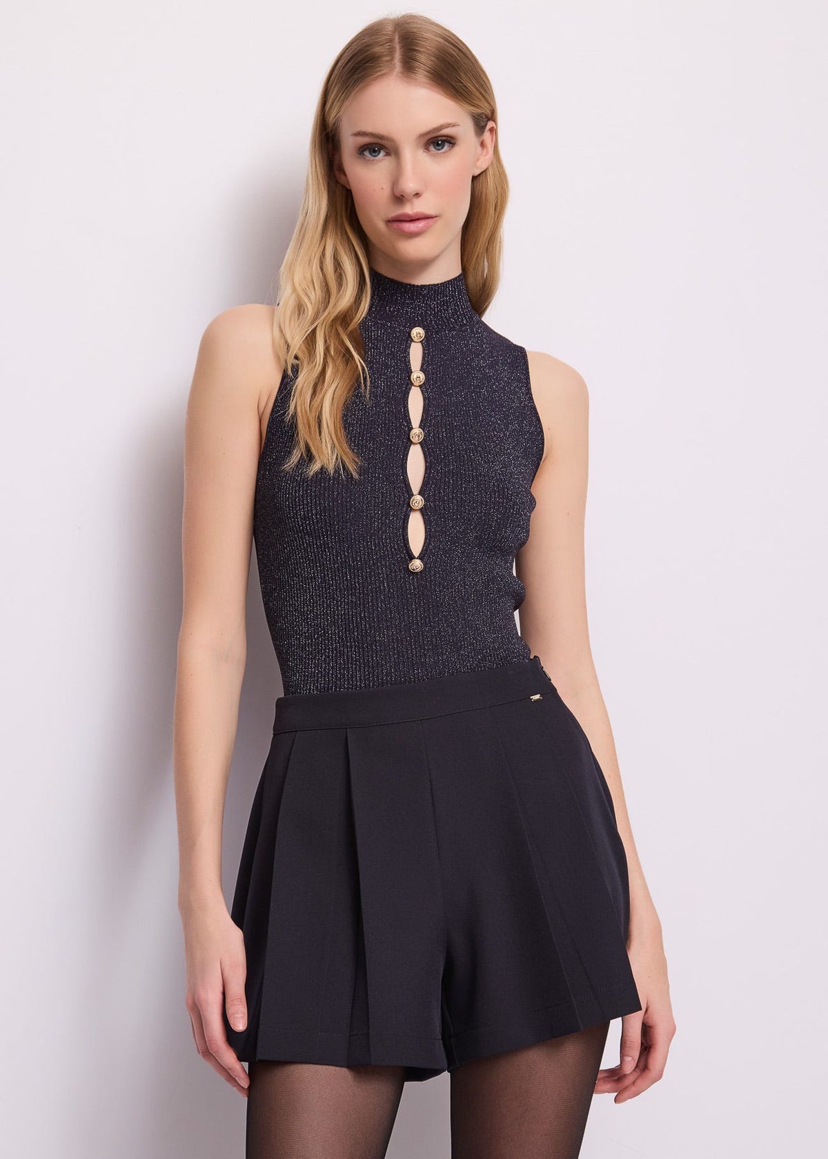 Gaudì - Top lurex collo alto con bottoni - Donna