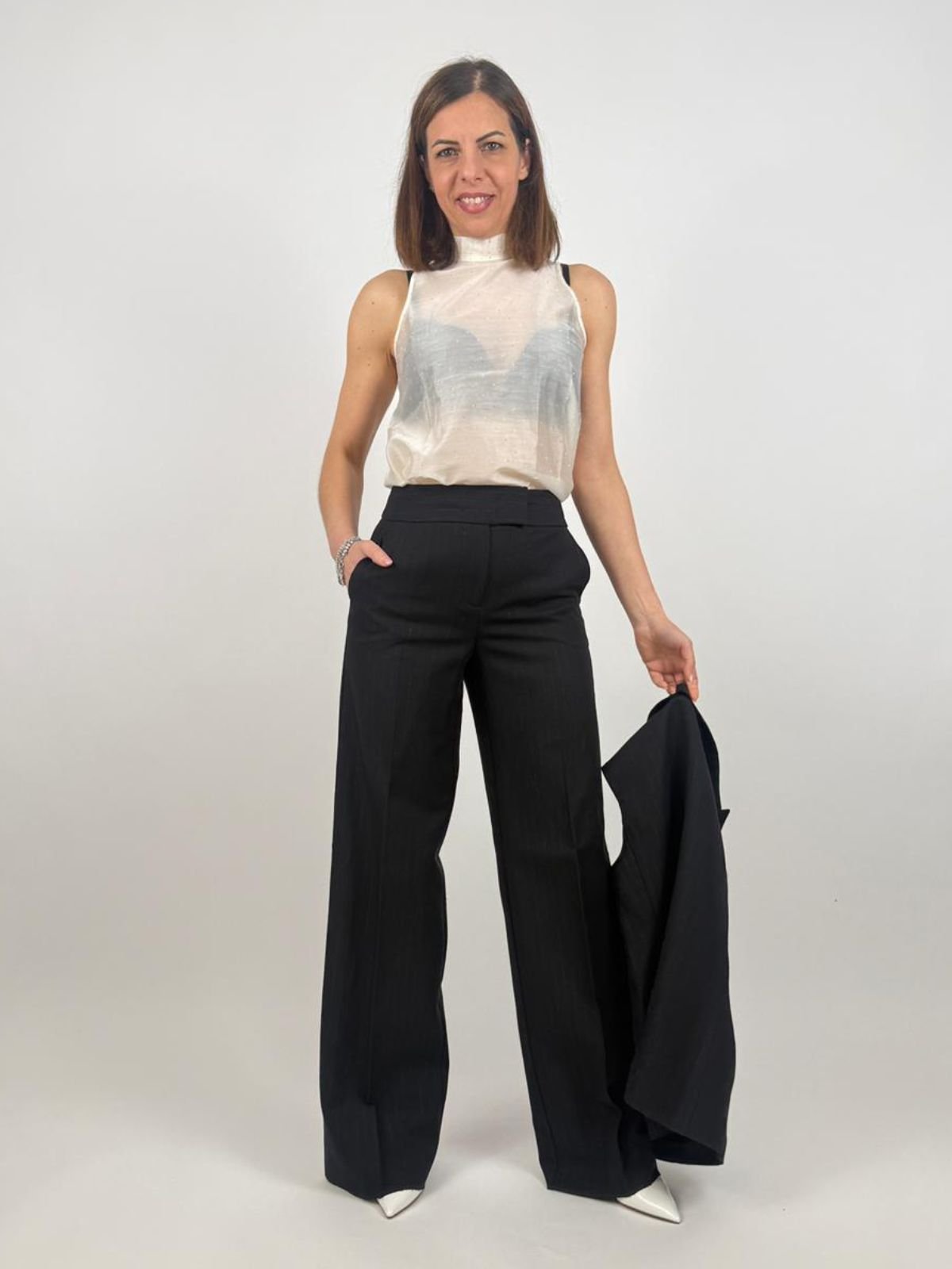 Pantalone a disegno gessato lamé Donna - PennyBlack - World Fashion