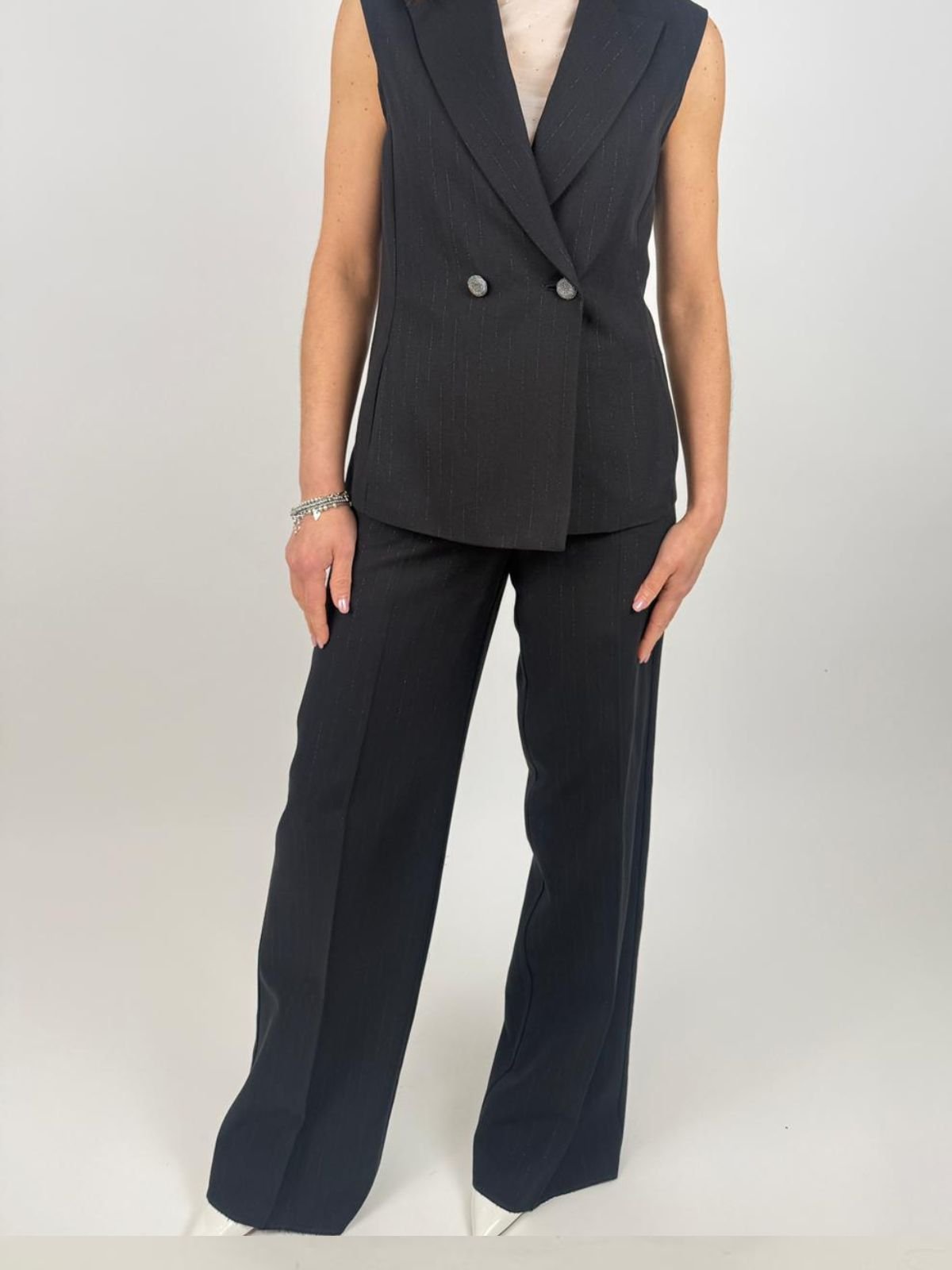 Pantalone a disegno gessato lamé Donna - PennyBlack - World Fashion