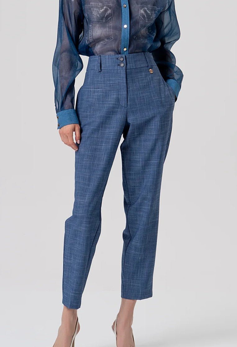 Pantalone carrot modello chino in Principe di Galles Donna - Fracomina - World Fashion