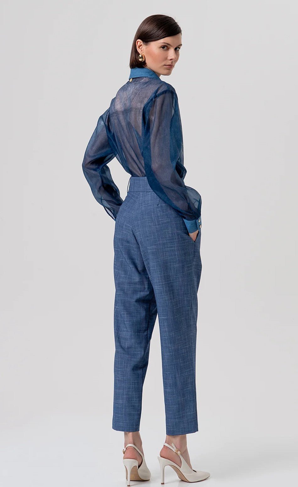 Pantalone carrot modello chino in Principe di Galles Donna - Fracomina - World Fashion