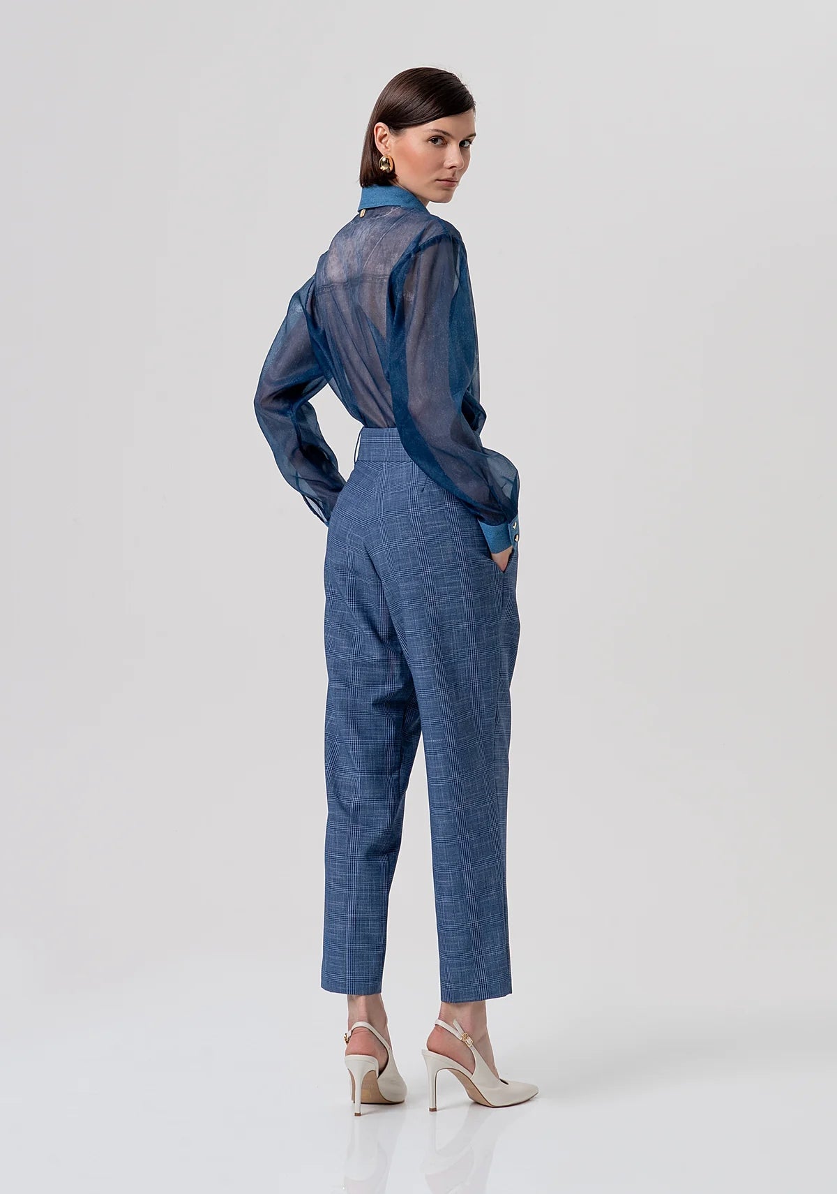 Pantalone carrot modello chino in Principe di Galles Donna - Fracomina - World Fashion