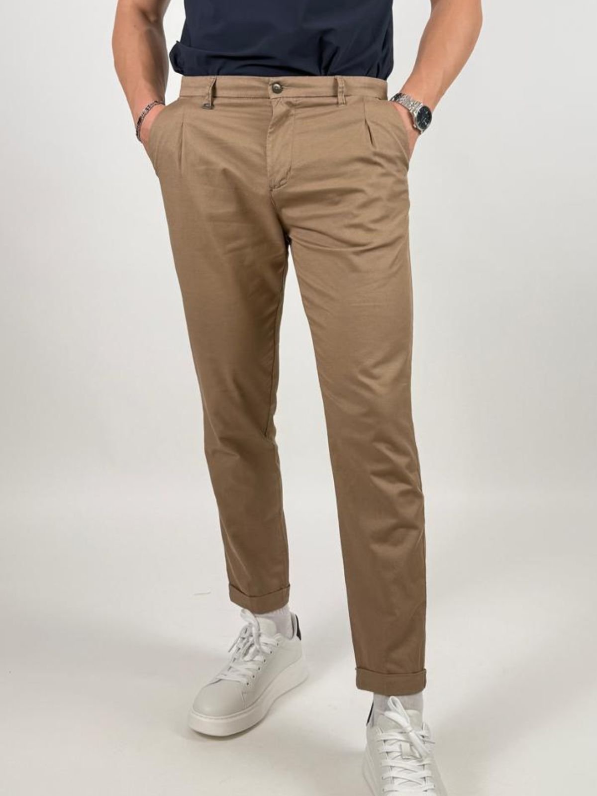 Pantalone Chino in misto lino slim fit Uomo - Squad2 - World Fashion