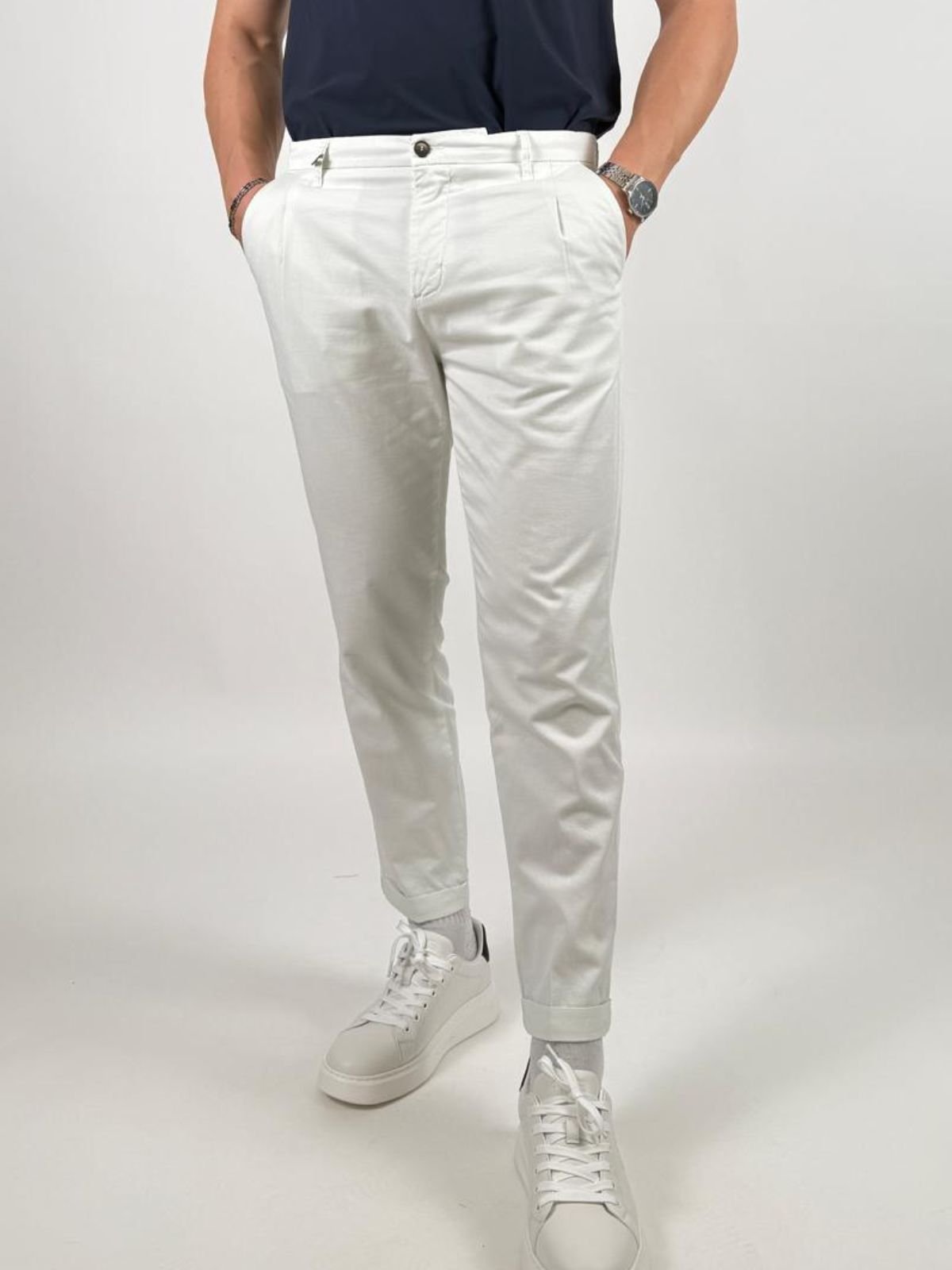 Pantalone Chino in misto lino slim fit Uomo - Squad2 - World Fashion