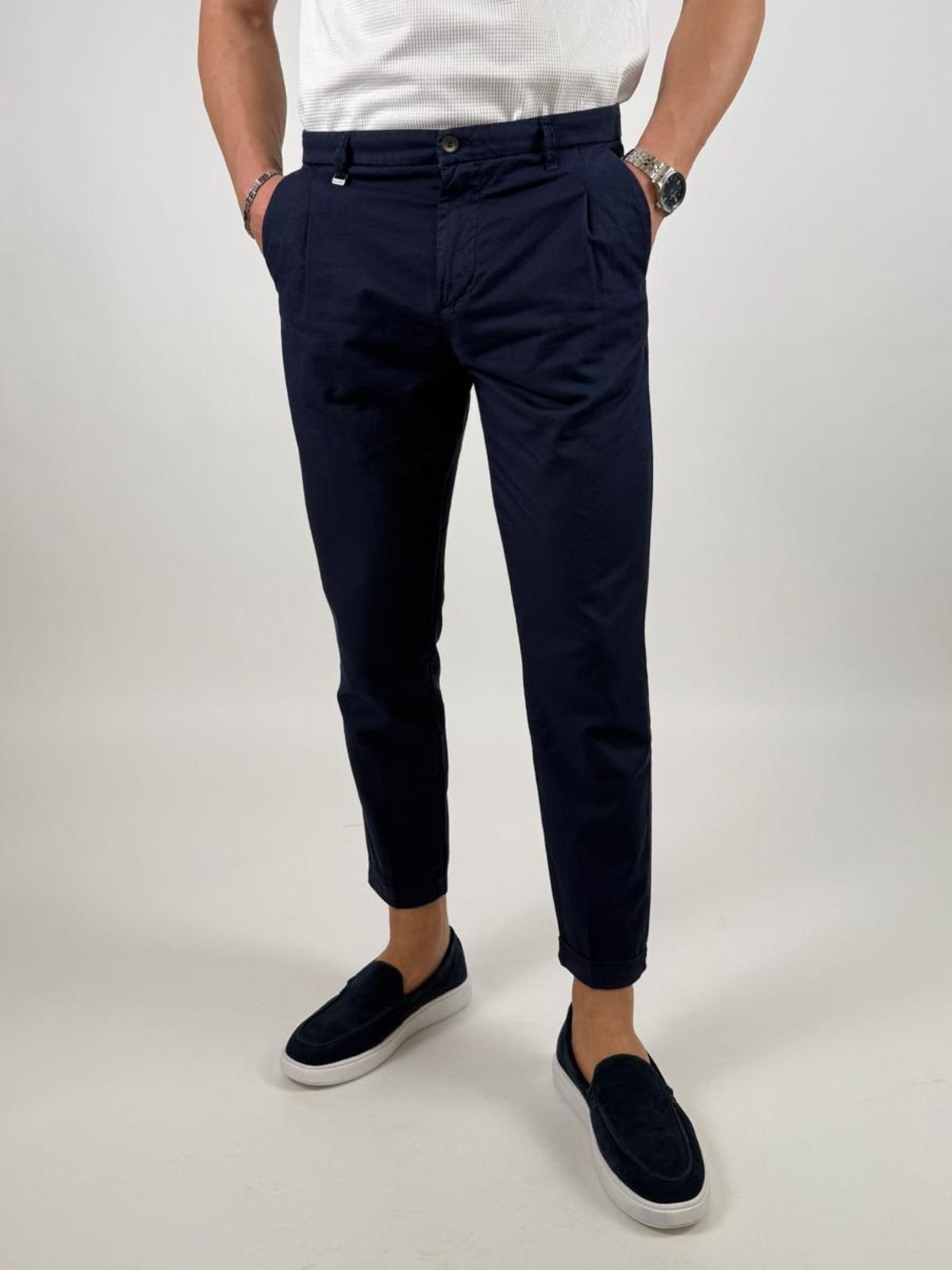 Pantalone Chino in misto lino slim fit Uomo - Squad2 - World Fashion