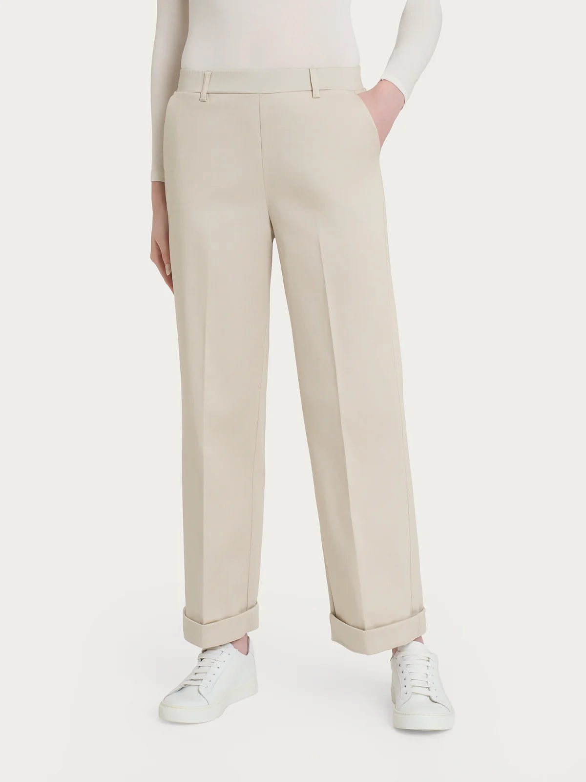 Pantalone dritto con tasche e risvolto in Satin Power Donna - Ragno - World Fashion