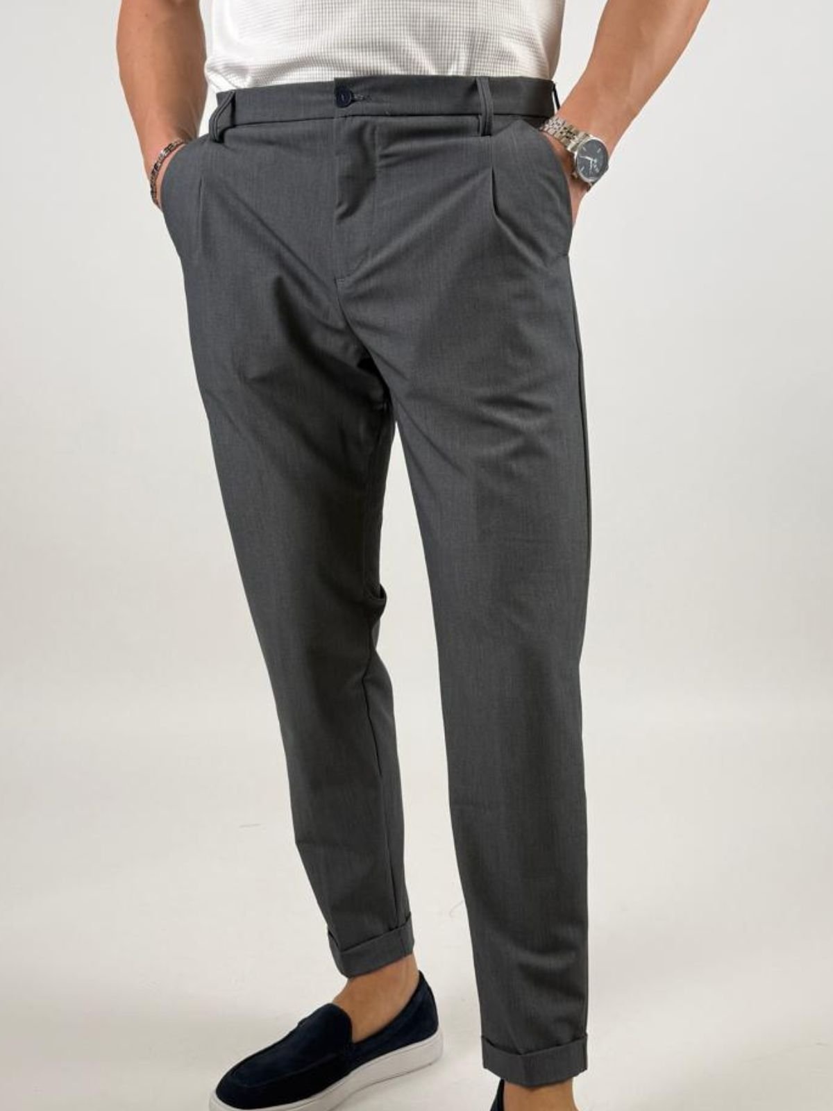 Pantalone elegante slim fit con pinces Uomo - Squad2 - World Fashion