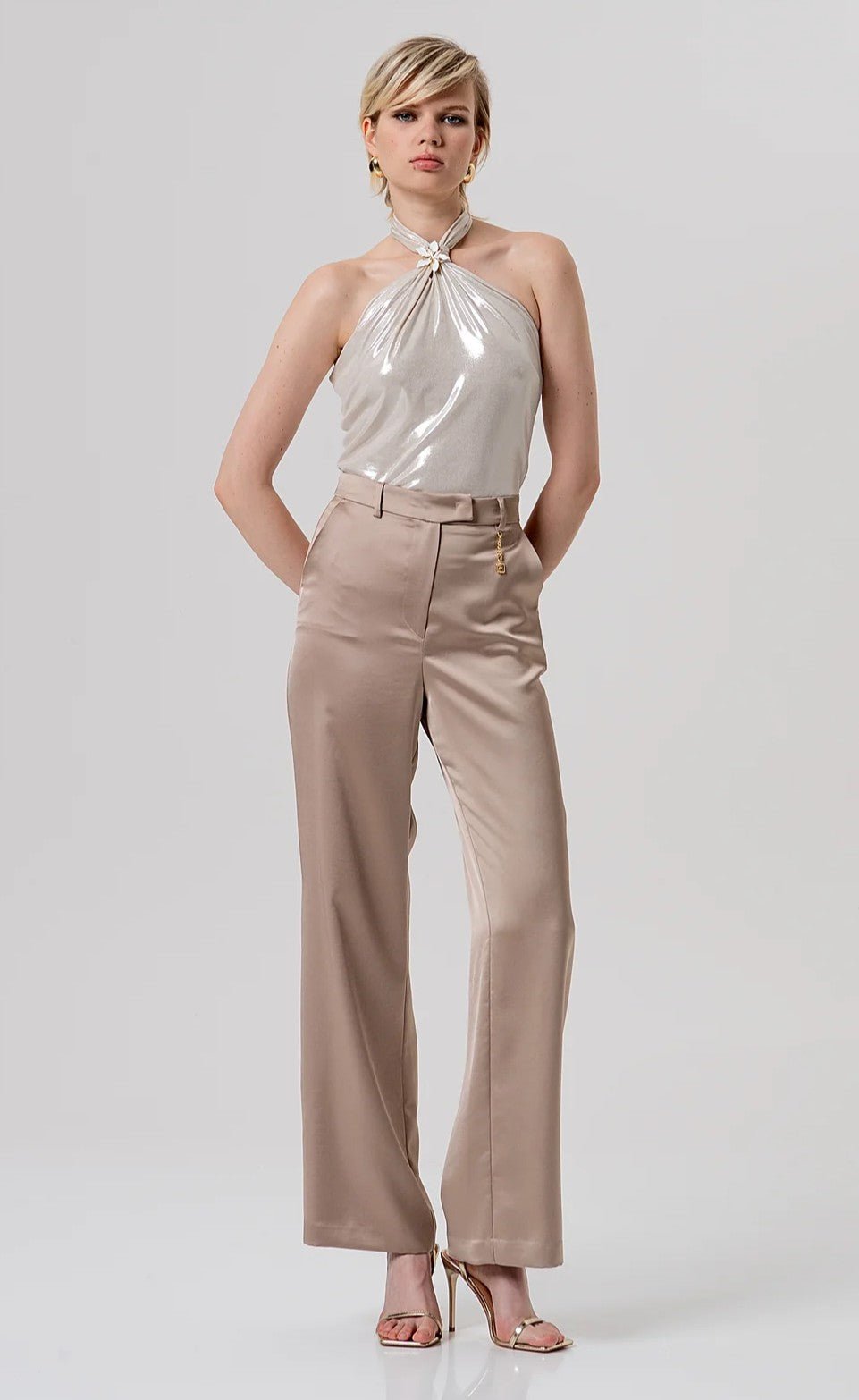 Pantalone flare a palazzo in raso Donna - Fracomina - World Fashion