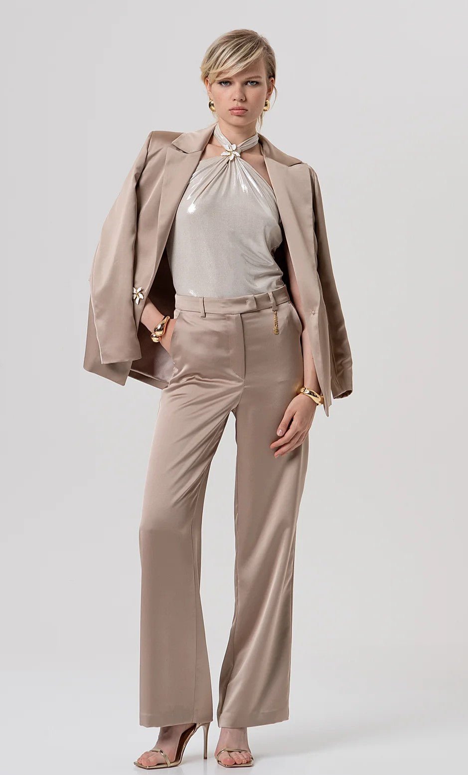 Pantalone flare a palazzo in raso Donna - Fracomina - World Fashion