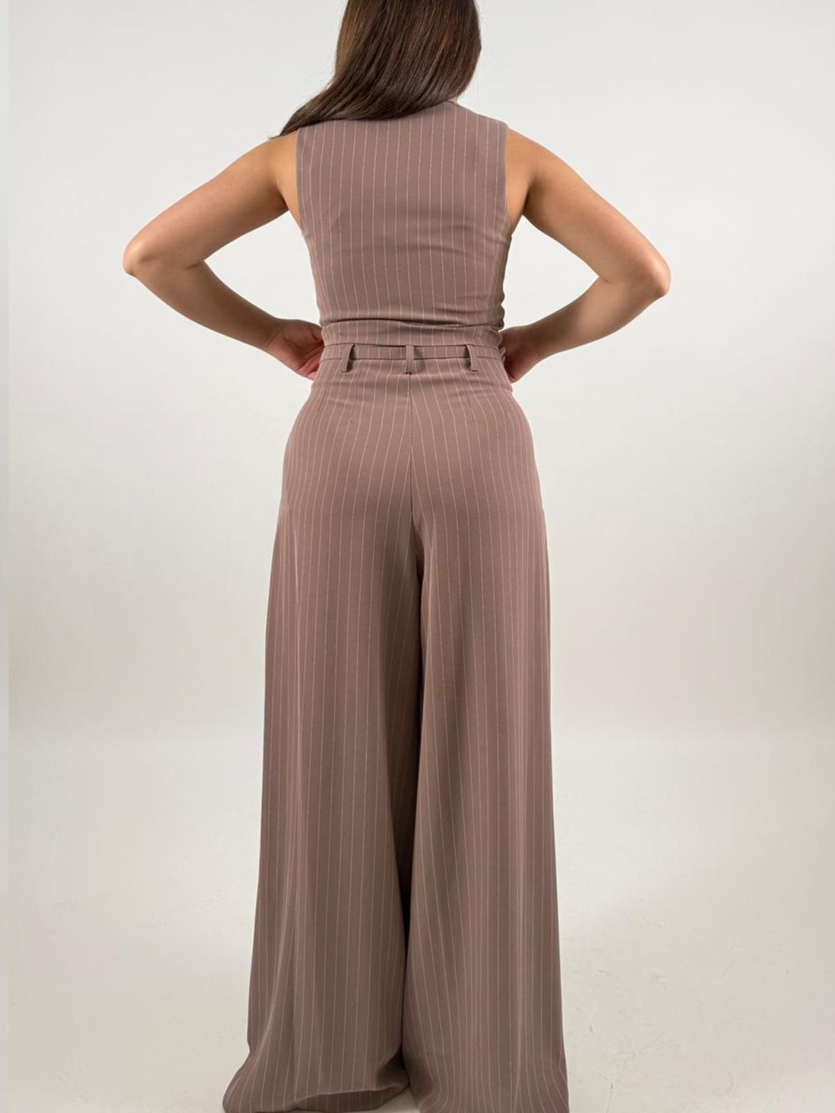 Pantalone palazzo a righe con cintura e pieghe Donna - Imperial - World Fashion