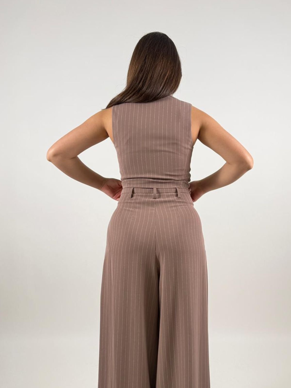 Pantalone palazzo a righe con cintura e pieghe Donna - Imperial - World Fashion