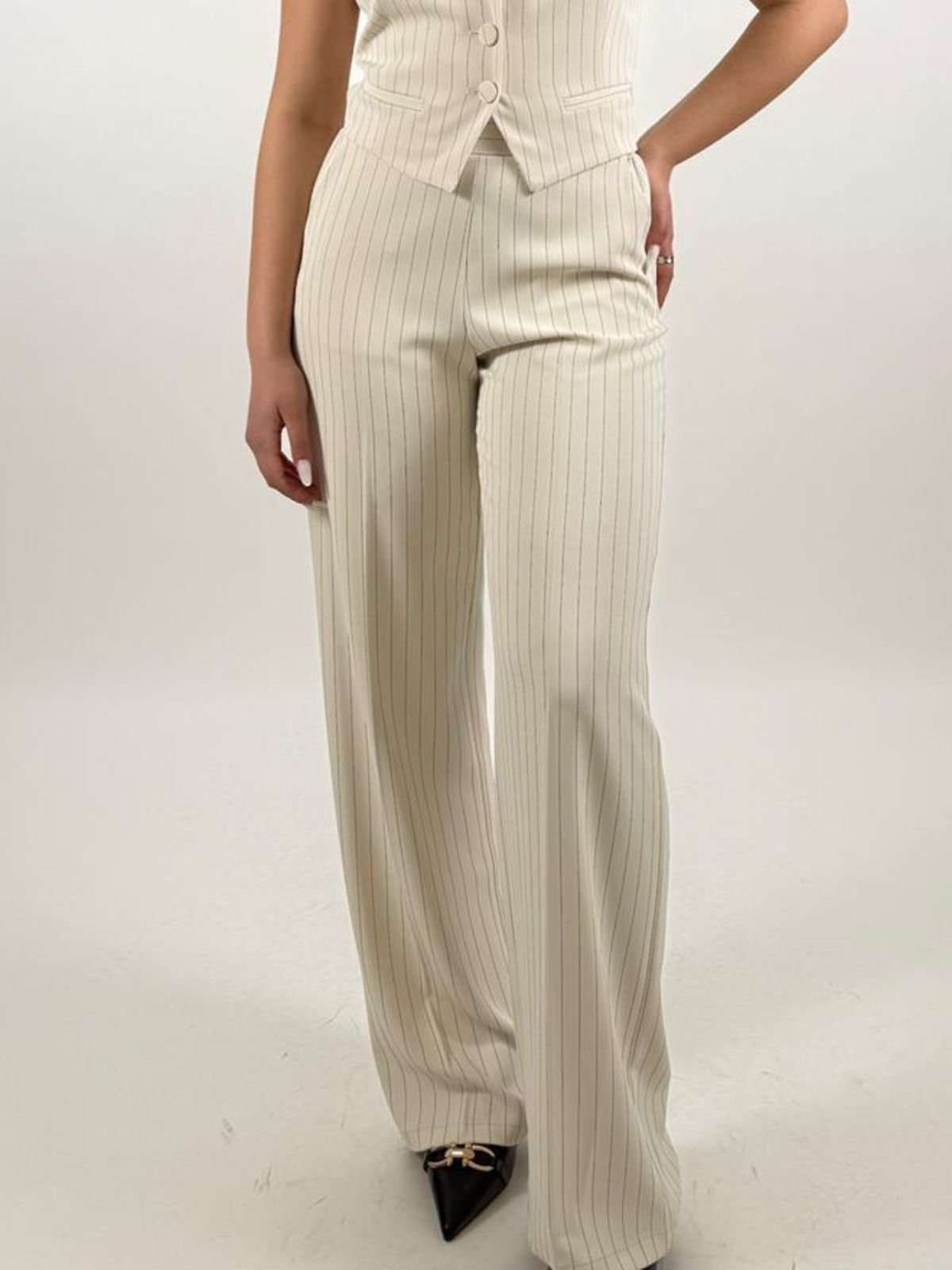 Pantalone palazzo a righe con vita regular Donna - Imperial - World Fashion