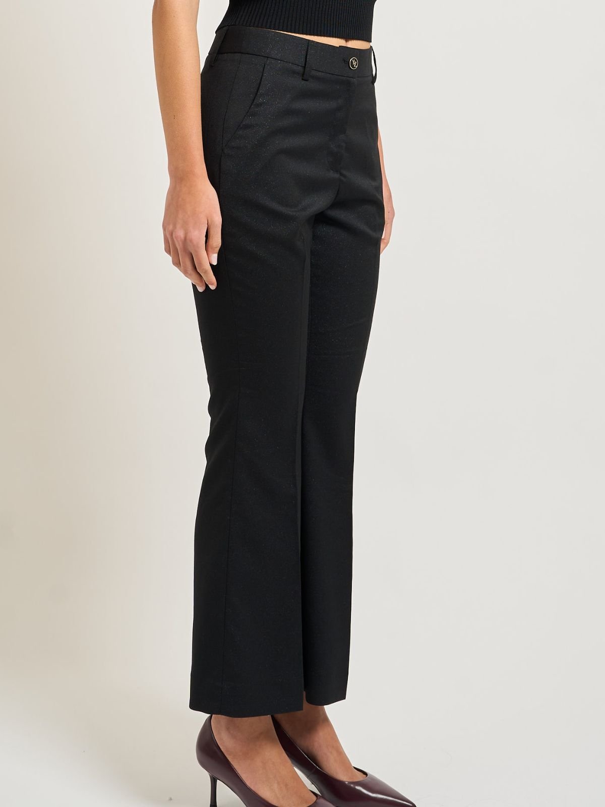 Pantalone zampetta in misto cotone chiusura con bottone e zip Donna - Yes Zee - World Fashion