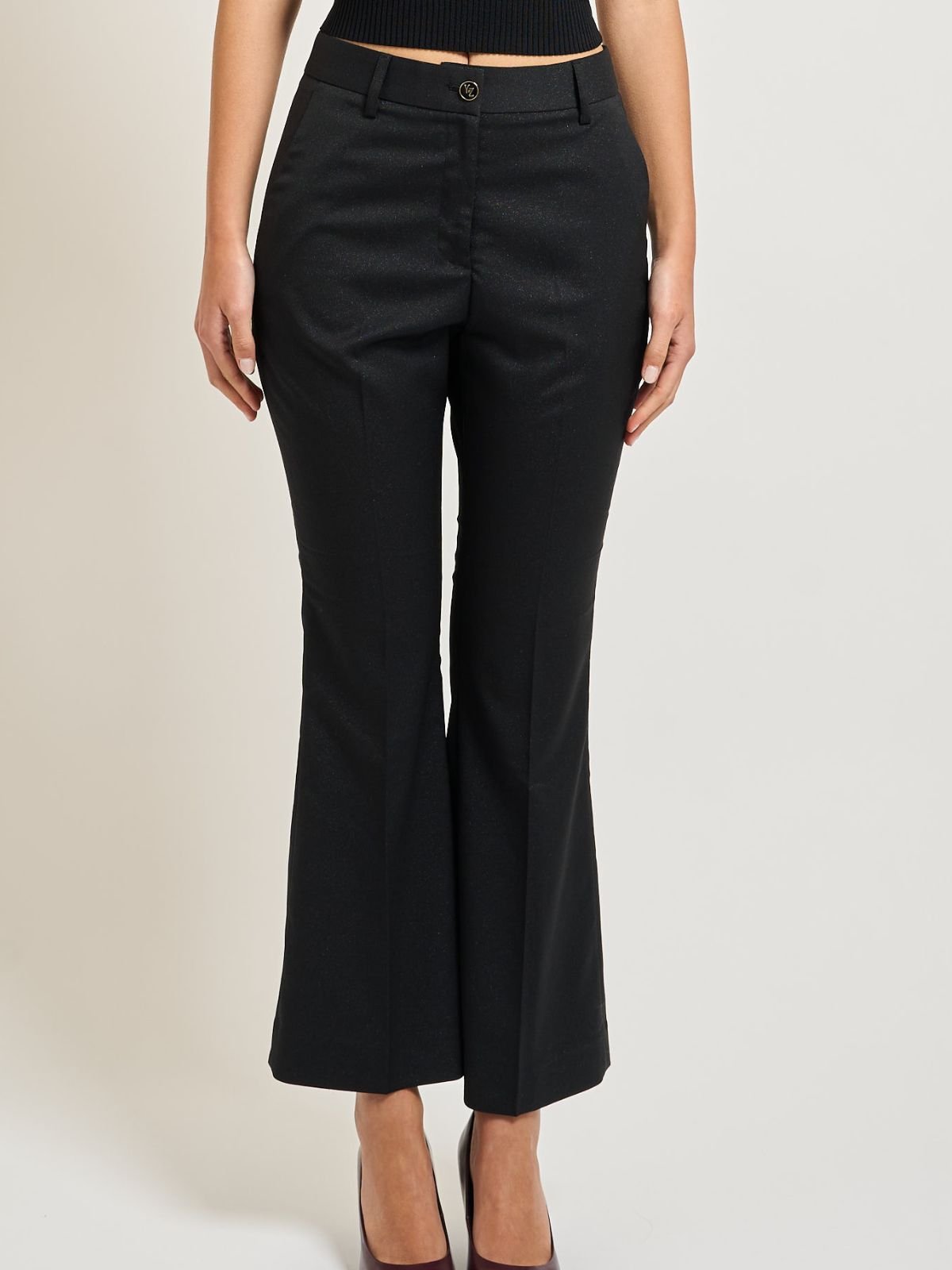 Pantalone zampetta in misto cotone chiusura con bottone e zip Donna - Yes Zee - World Fashion