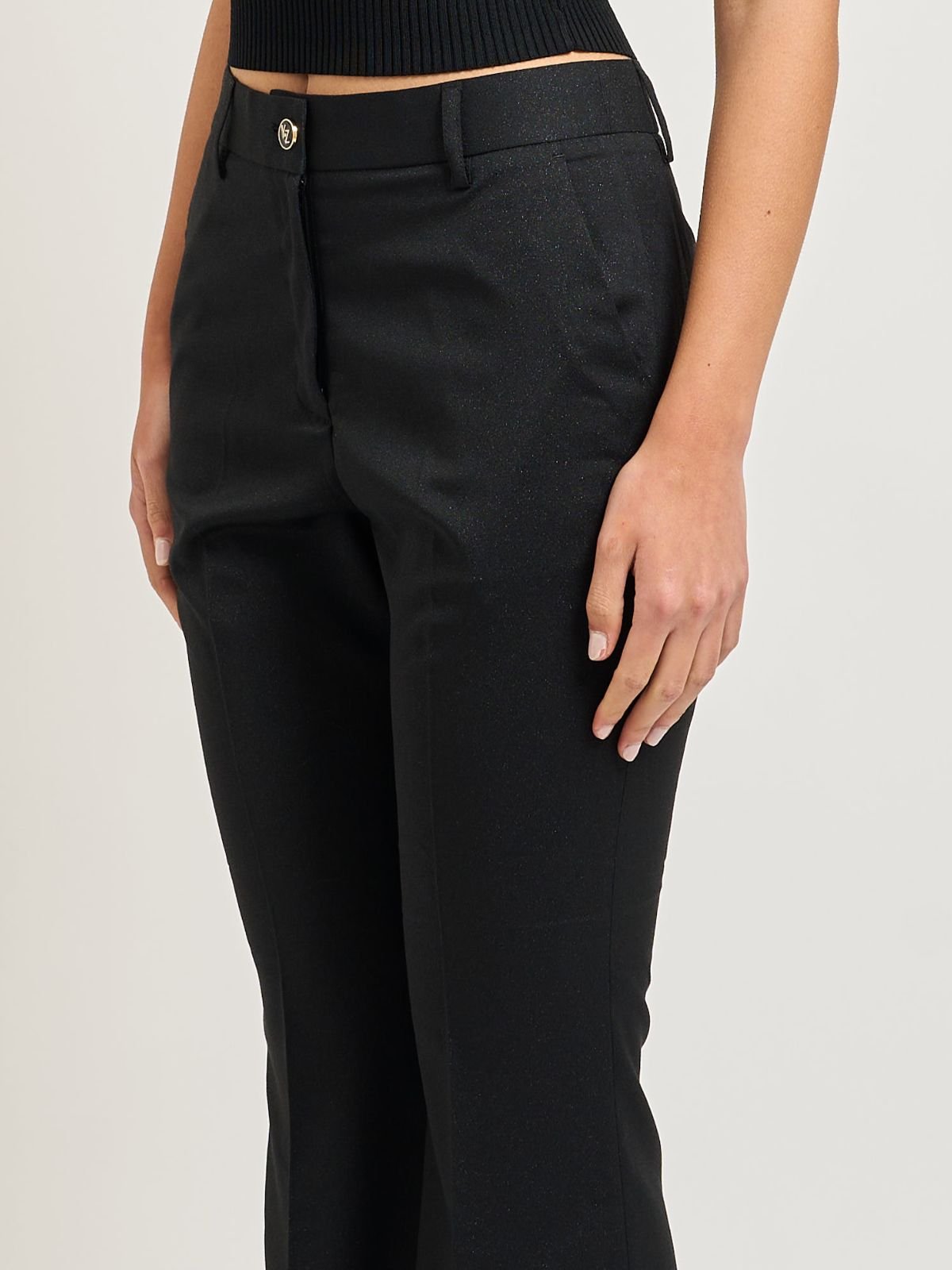 Pantalone zampetta in misto cotone chiusura con bottone e zip Donna - Yes Zee - World Fashion