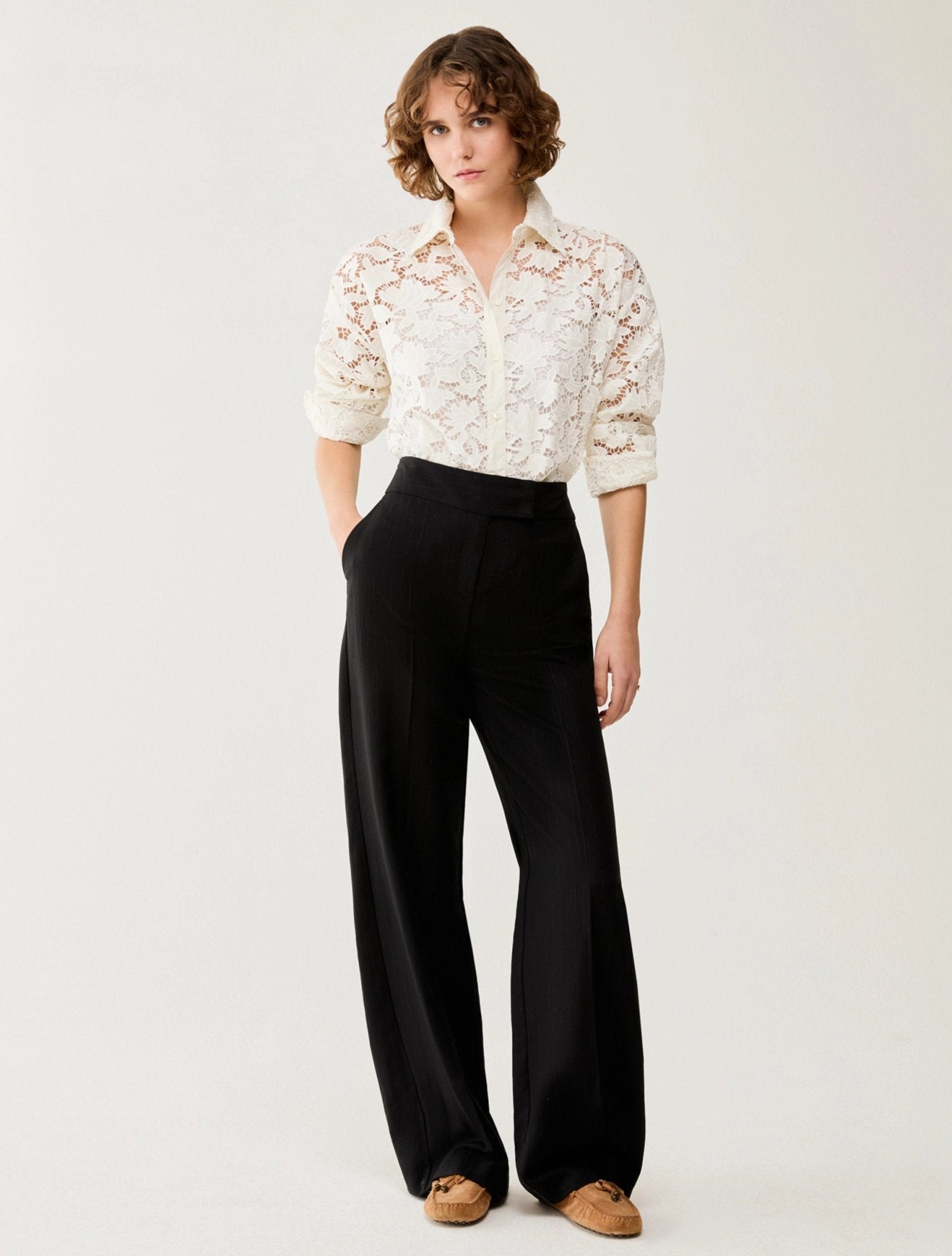 Pantaloni a disegno gessato lamé Donna - PennyBlack - World Fashion