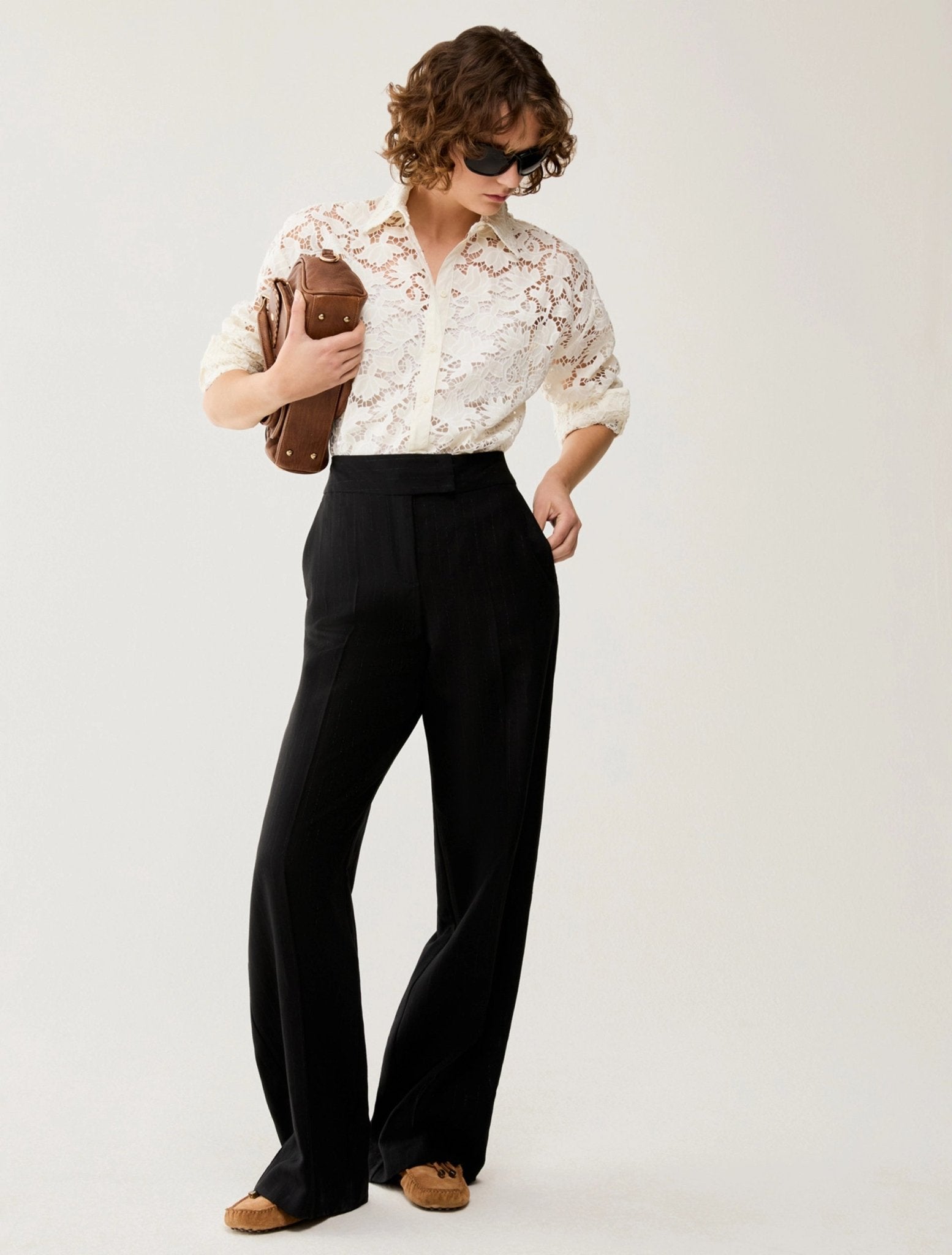 Pantaloni a disegno gessato lamé Donna - PennyBlack - World Fashion