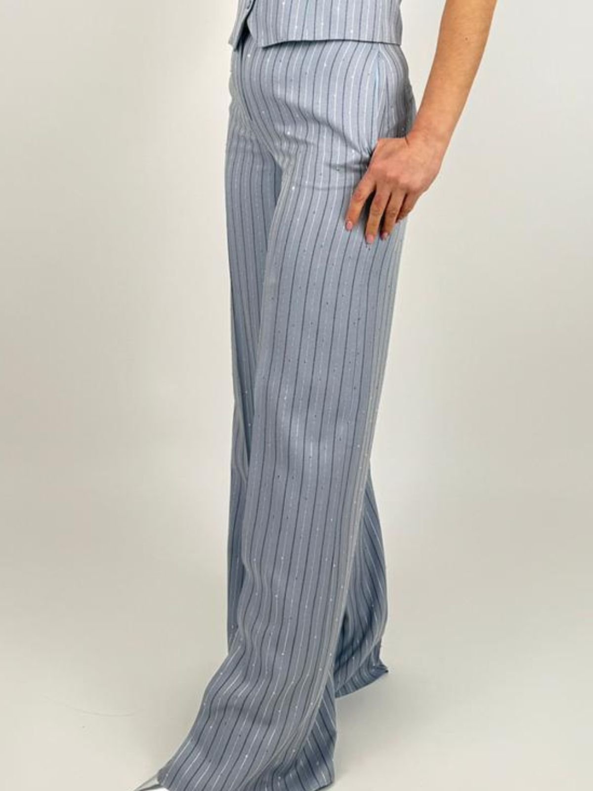 Pantaloni Gessati Con Paillettes Donna - PennyBlack - World Fashion
