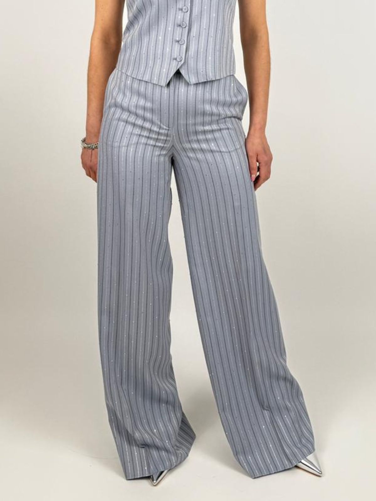 Pantaloni Gessati Con Paillettes Donna - PennyBlack - World Fashion