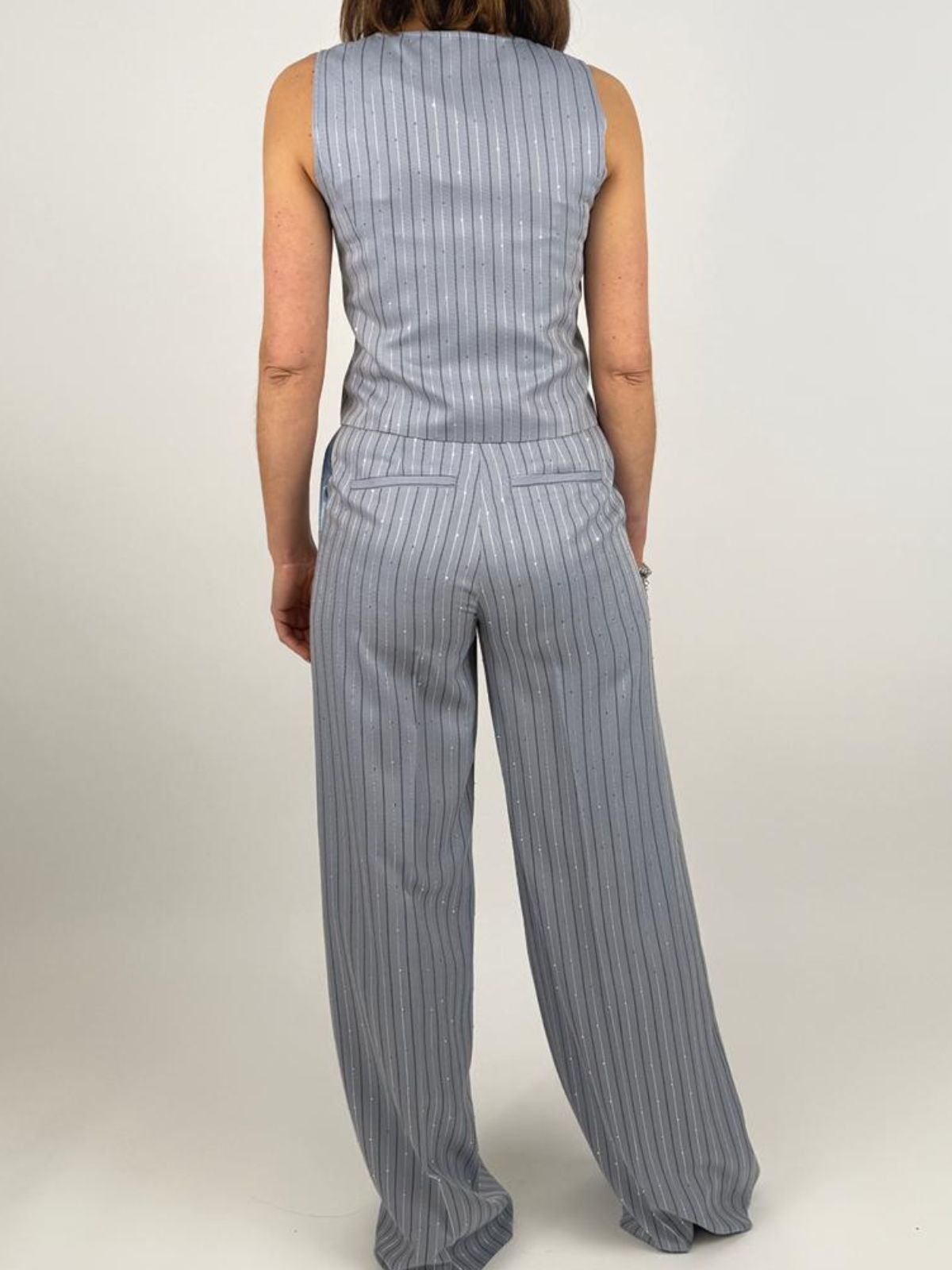 Pantaloni Gessati Con Paillettes Donna - PennyBlack - World Fashion