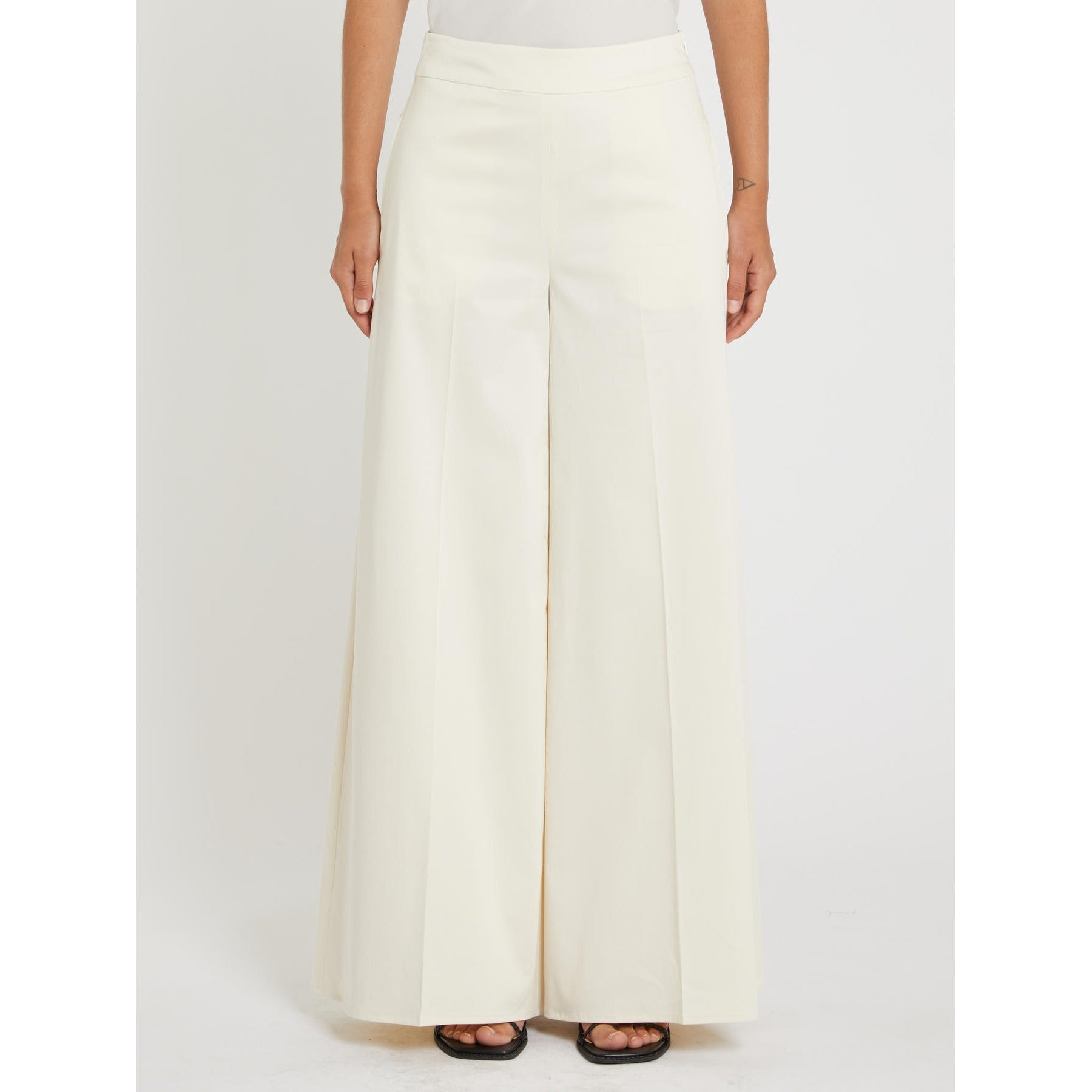 Pantaloni in raso di cotone lyocell monostretch trama unito Donna - PennyBlack - World Fashion