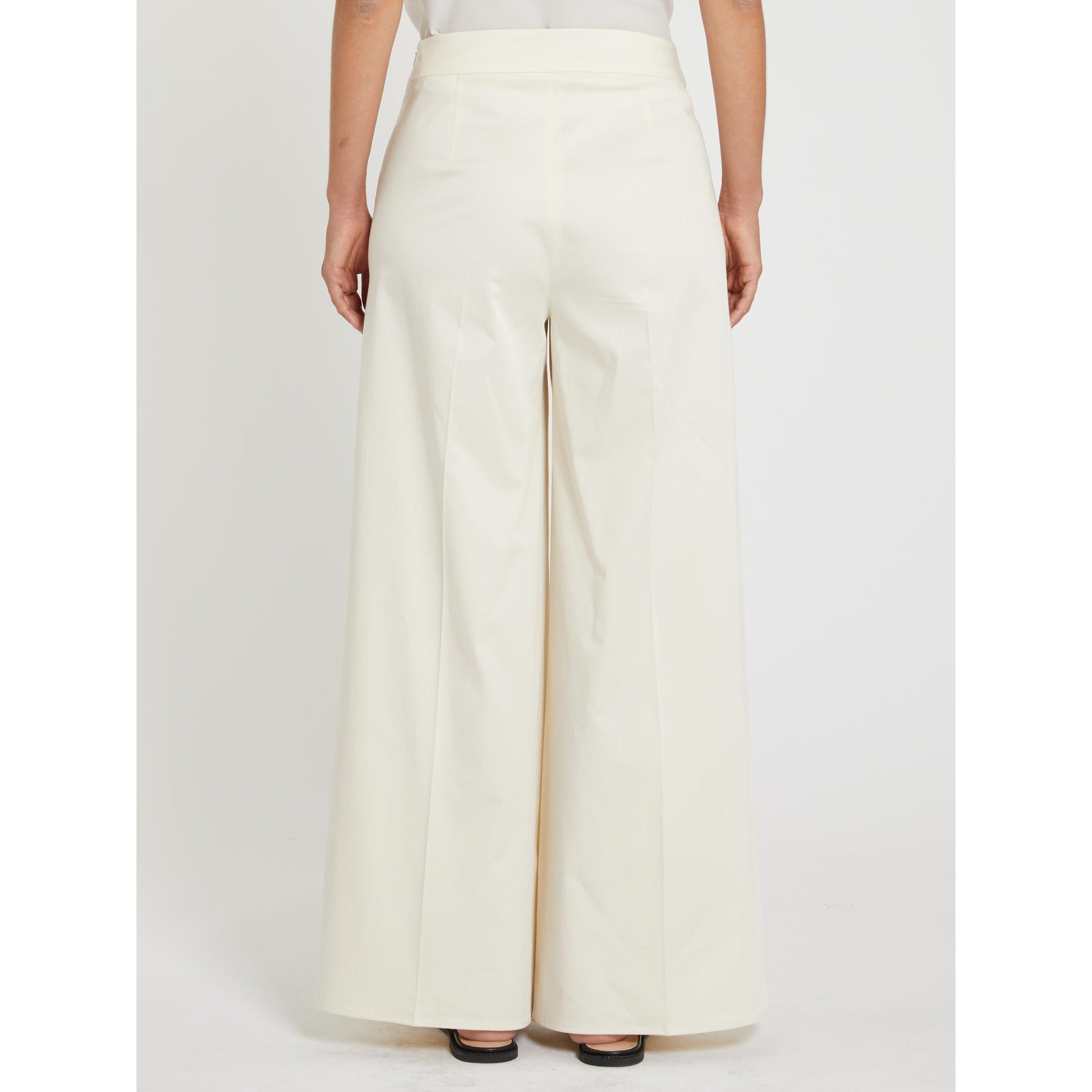 Pantaloni in raso di cotone lyocell monostretch trama unito Donna - PennyBlack - World Fashion