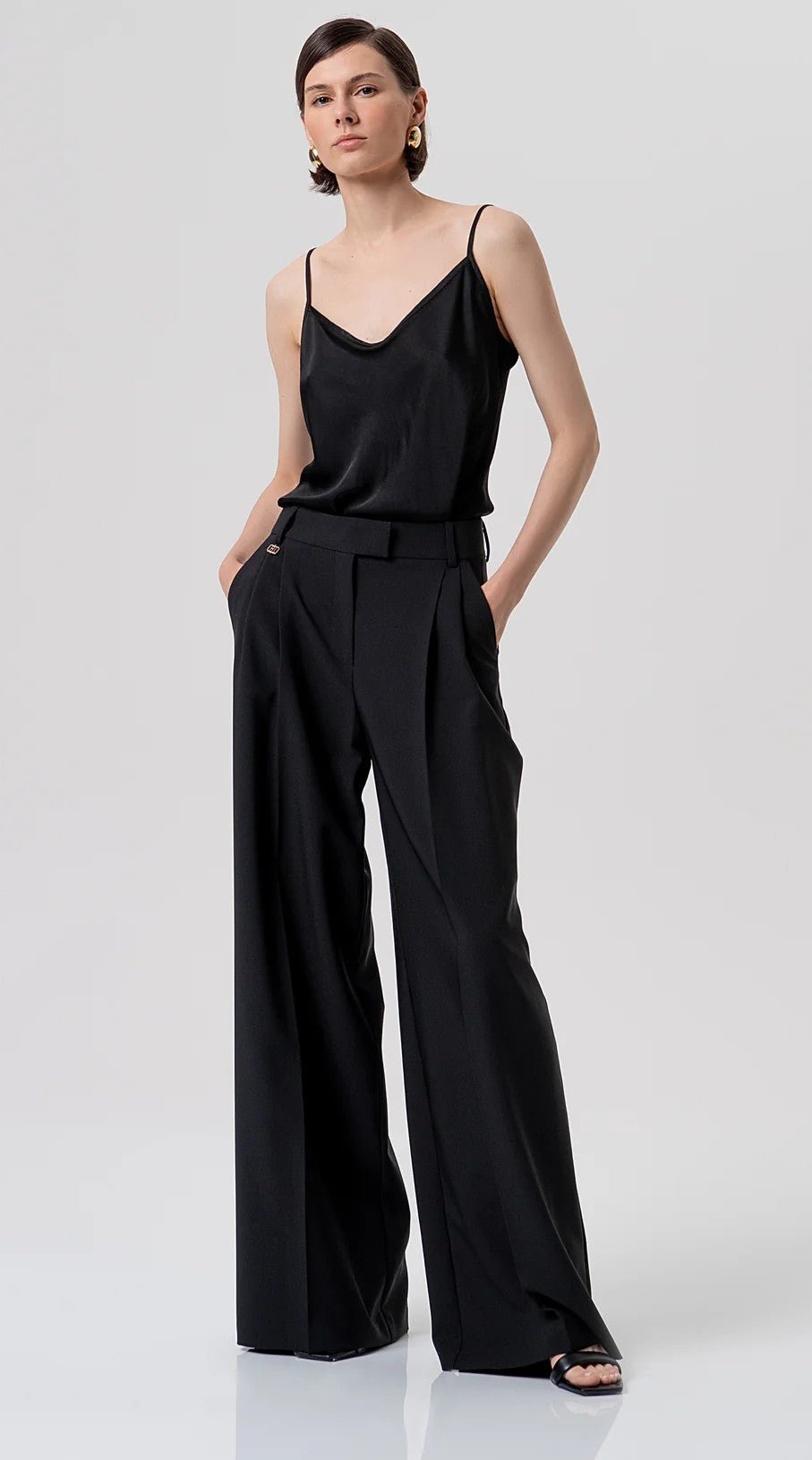 Pantaloni Sartoriali a Vita Alta e Gamba Ampia Donna - Fracomina - World Fashion