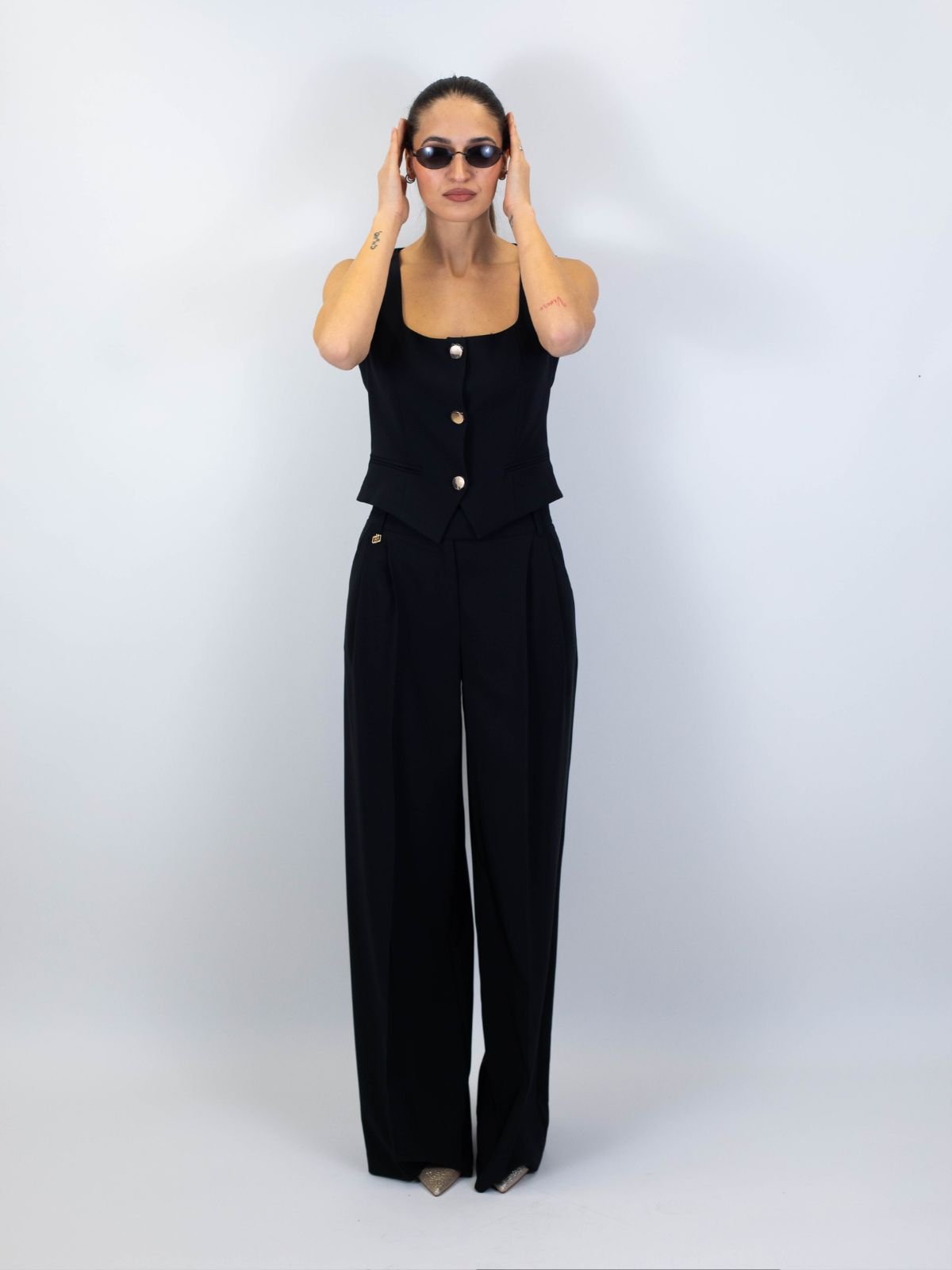 Pantaloni Sartoriali a Vita Alta e Gamba Ampia Donna - Fracomina - World Fashion
