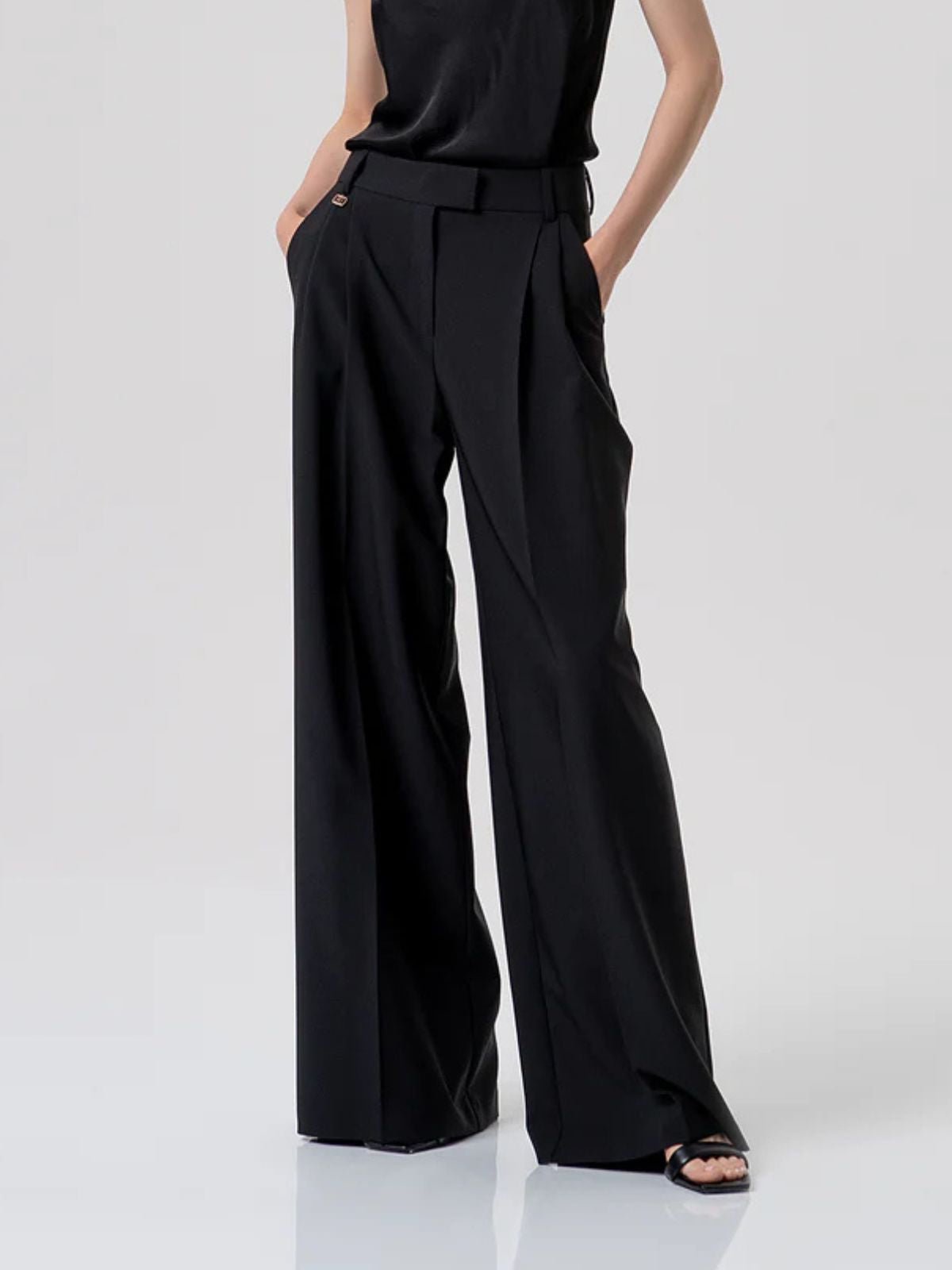 Pantaloni Sartoriali a Vita Alta e Gamba Ampia Donna - Fracomina - World Fashion