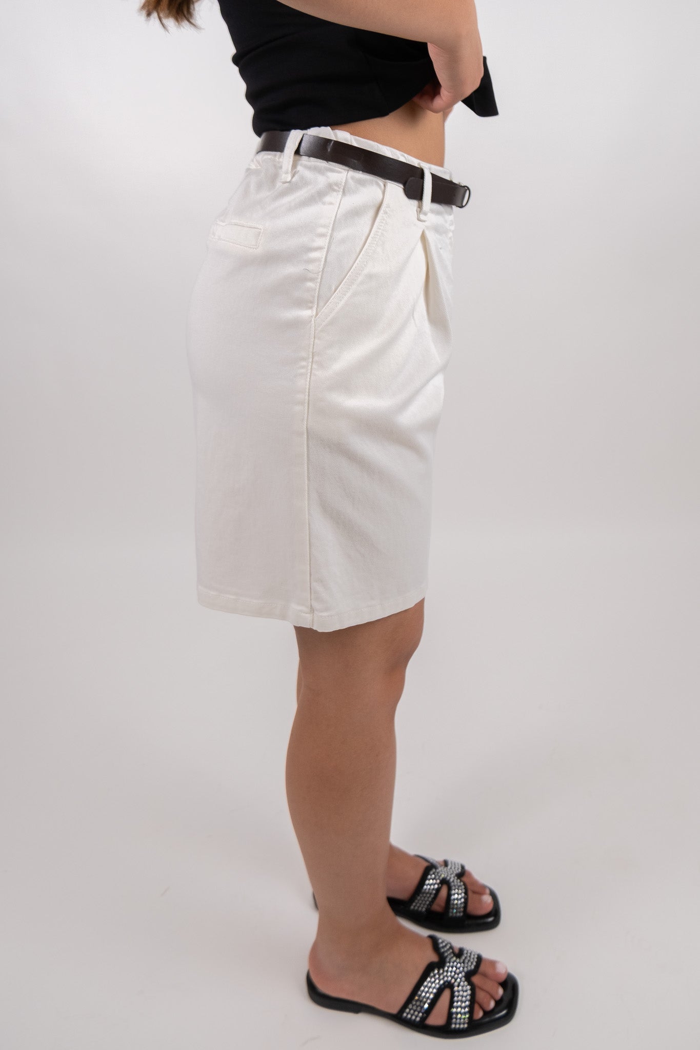 Please - Bermuda in denim leggero con pinces - Donna - World Fashion