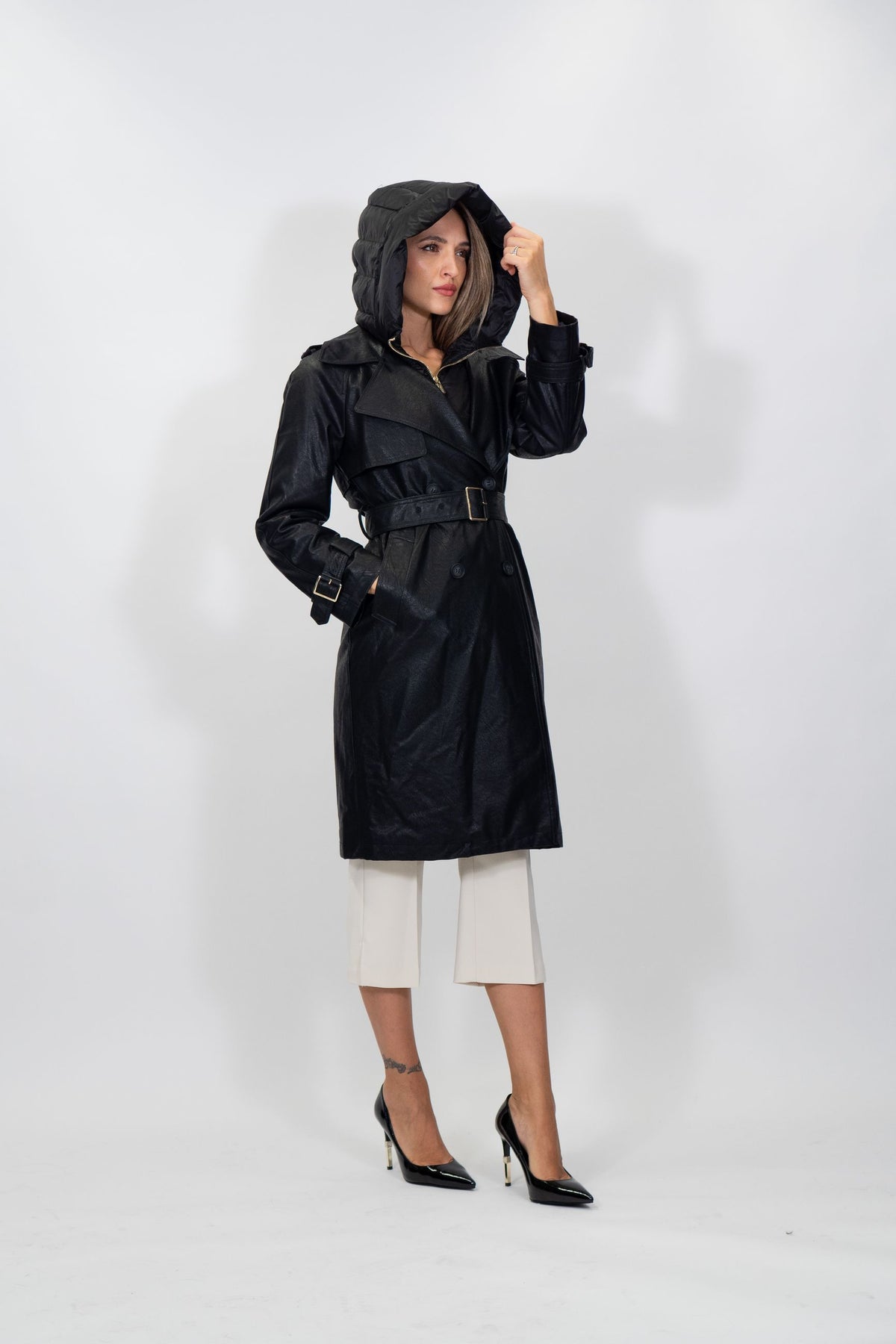 Yes Zee - Trench in tessuto coated con finto gilet rimovibile - Donna