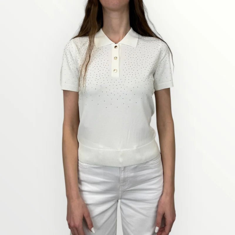 Polo slim in maglia con strass Donna - Fracomina - World Fashion