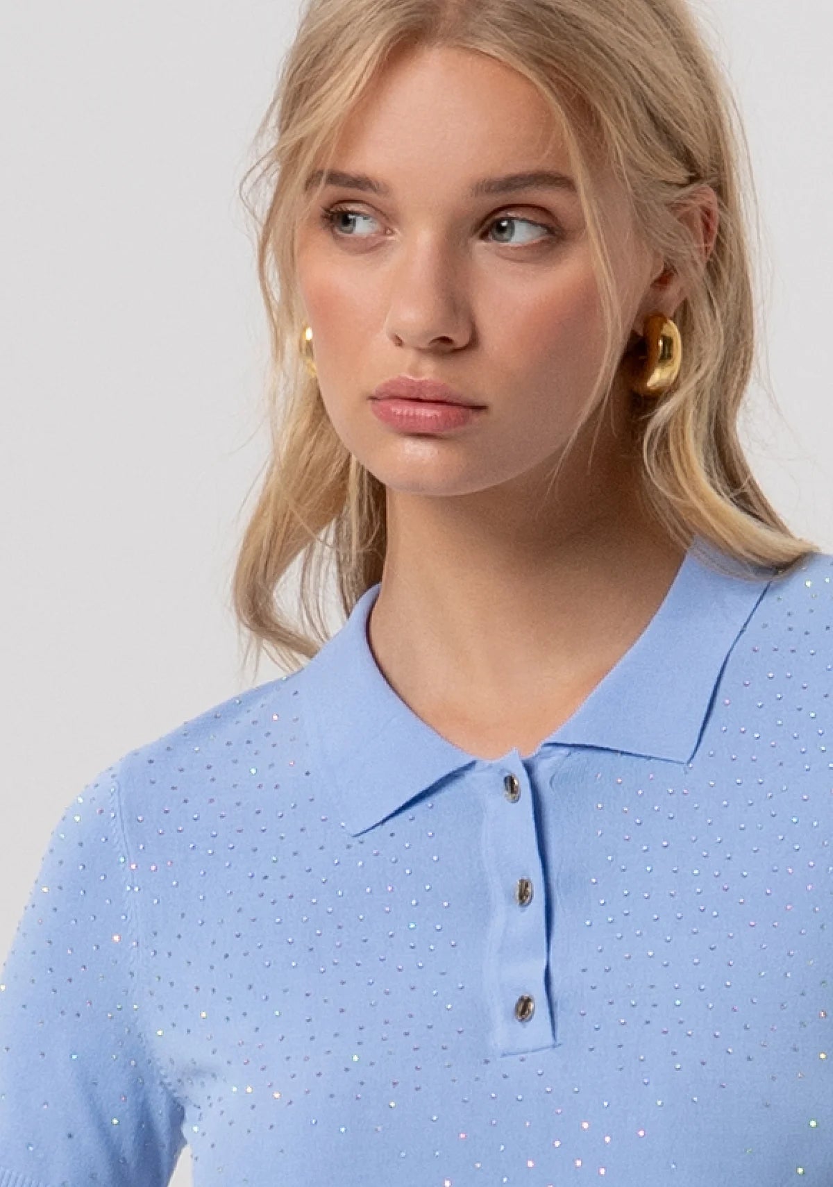 Polo slim in maglia con strass Donna - Fracomina - World Fashion