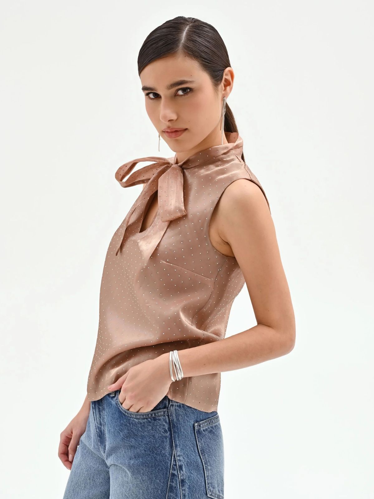 Rinascimento - Top con fiocco e punti luce - Donna