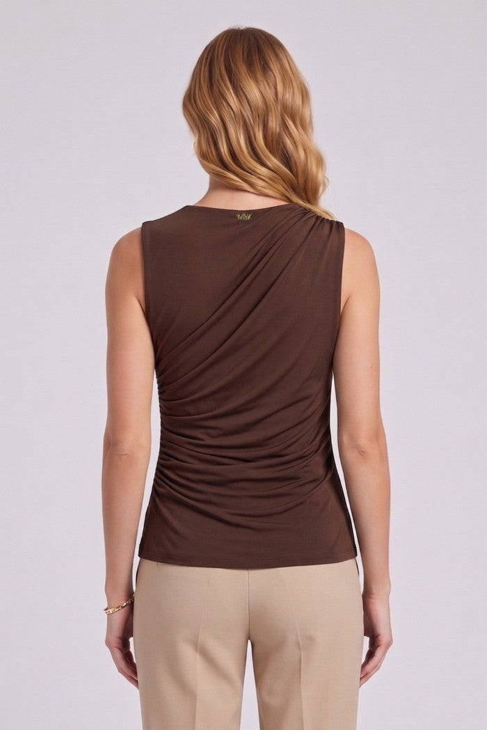 Markup - T-shirt smanicata con drappeggi - Donna