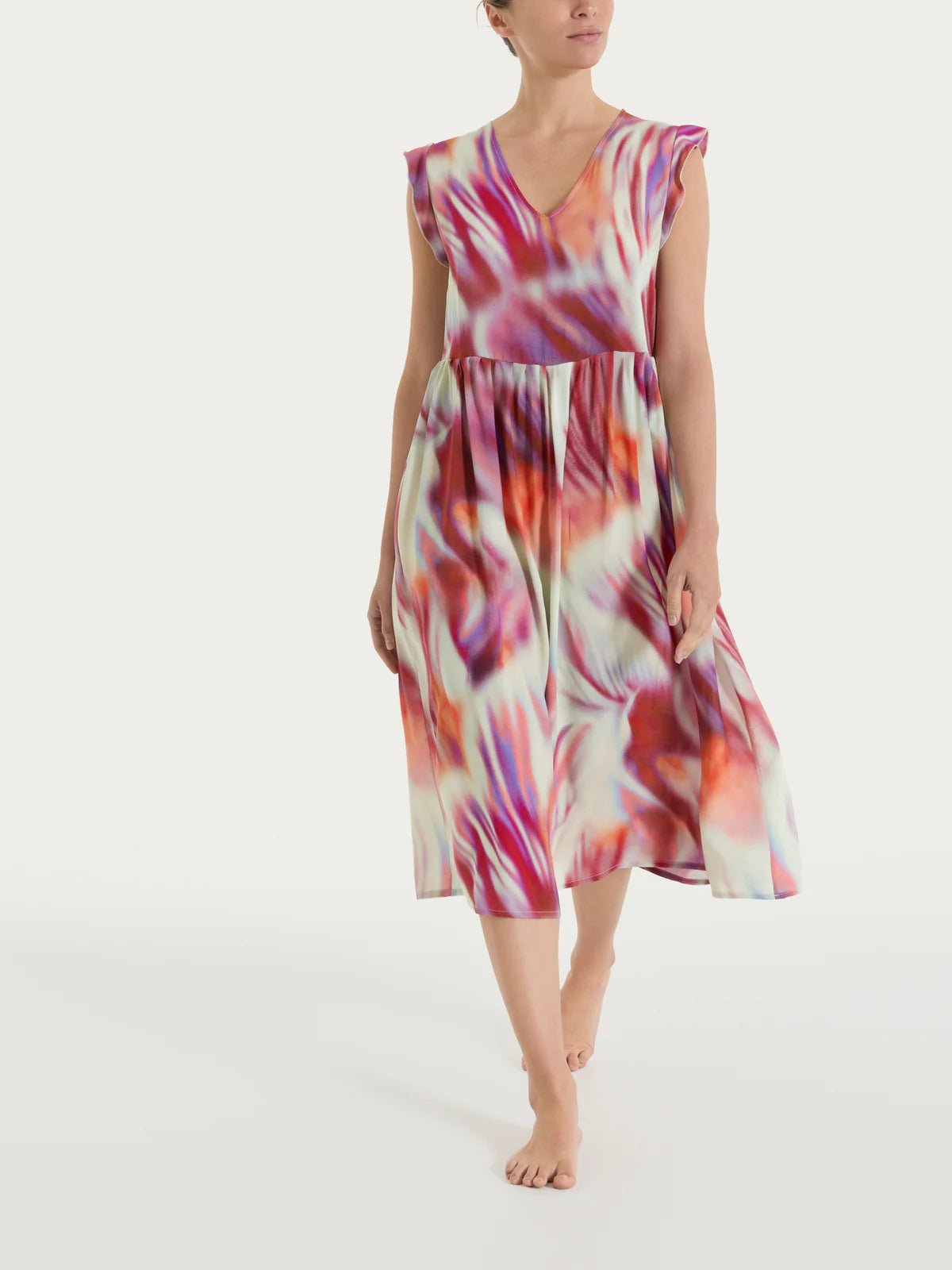 Ragno - Abito lungo smanicato con fantasia in EcoSeta - Donna - World Fashion