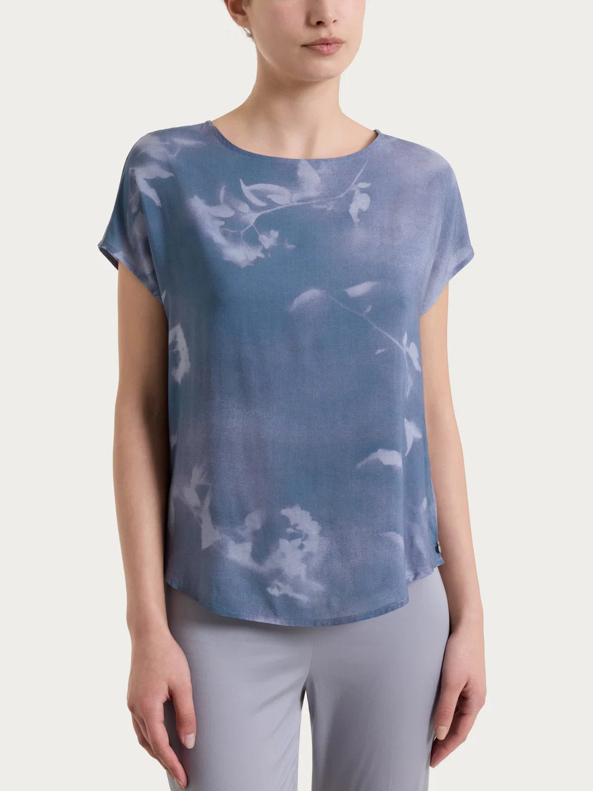 Ragno - Blusa con manica corta e fantasia in EcoSeta - Donna - World Fashion