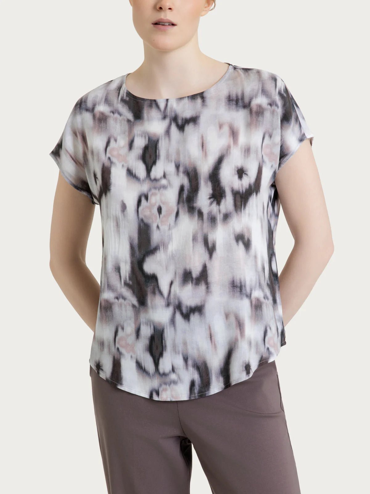 Ragno - Blusa con manica corta e fantasia in EcoSeta - Donna - World Fashion