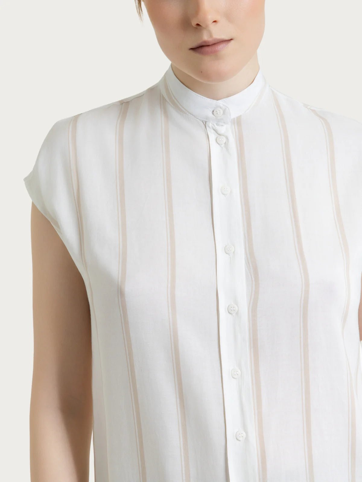 Ragno - Camicia a righe spaziate e manica corta in EcoSeta - Donna - World Fashion