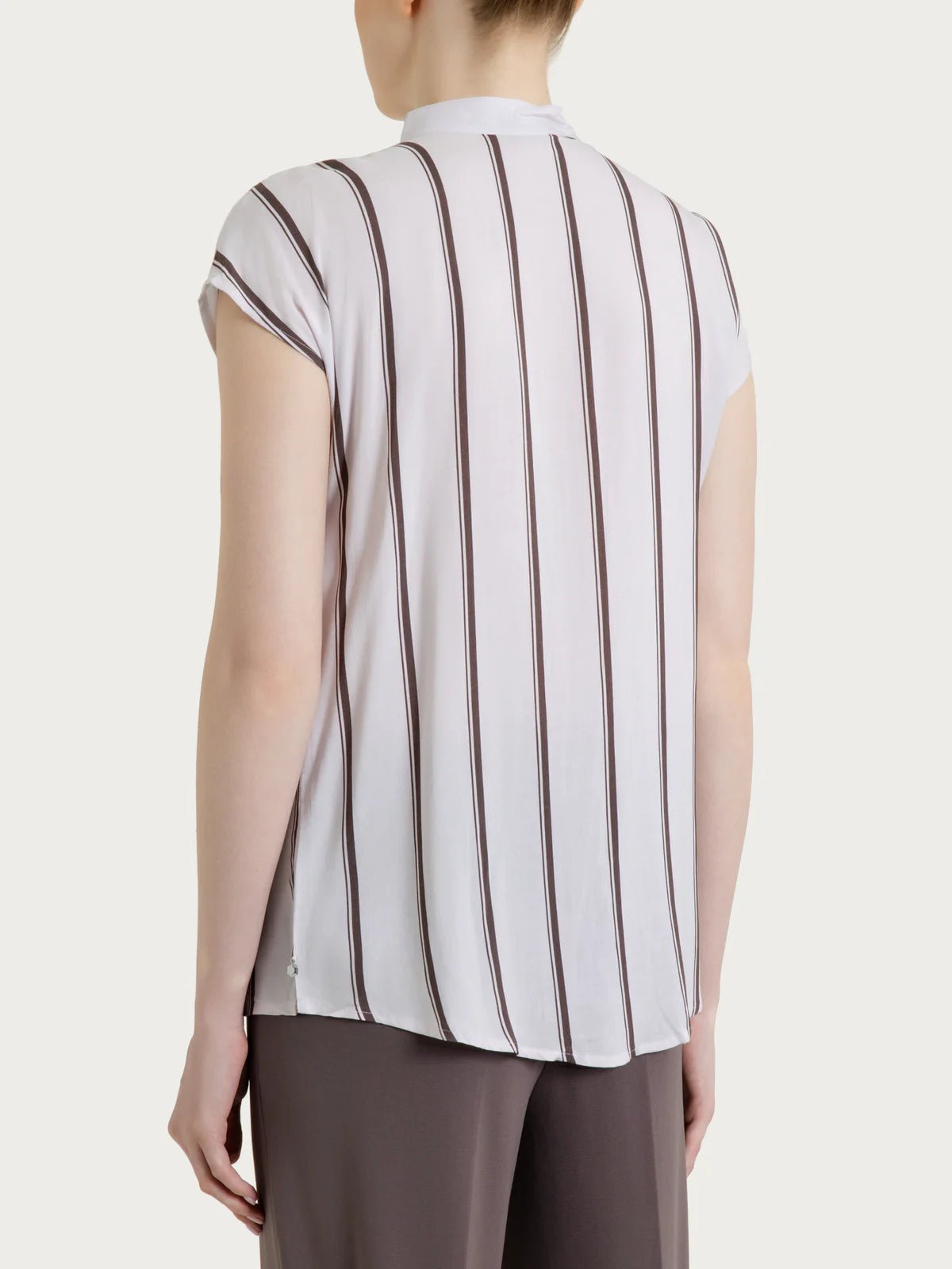 Ragno - Camicia a righe spaziate e manica corta in EcoSeta - Donna - World Fashion