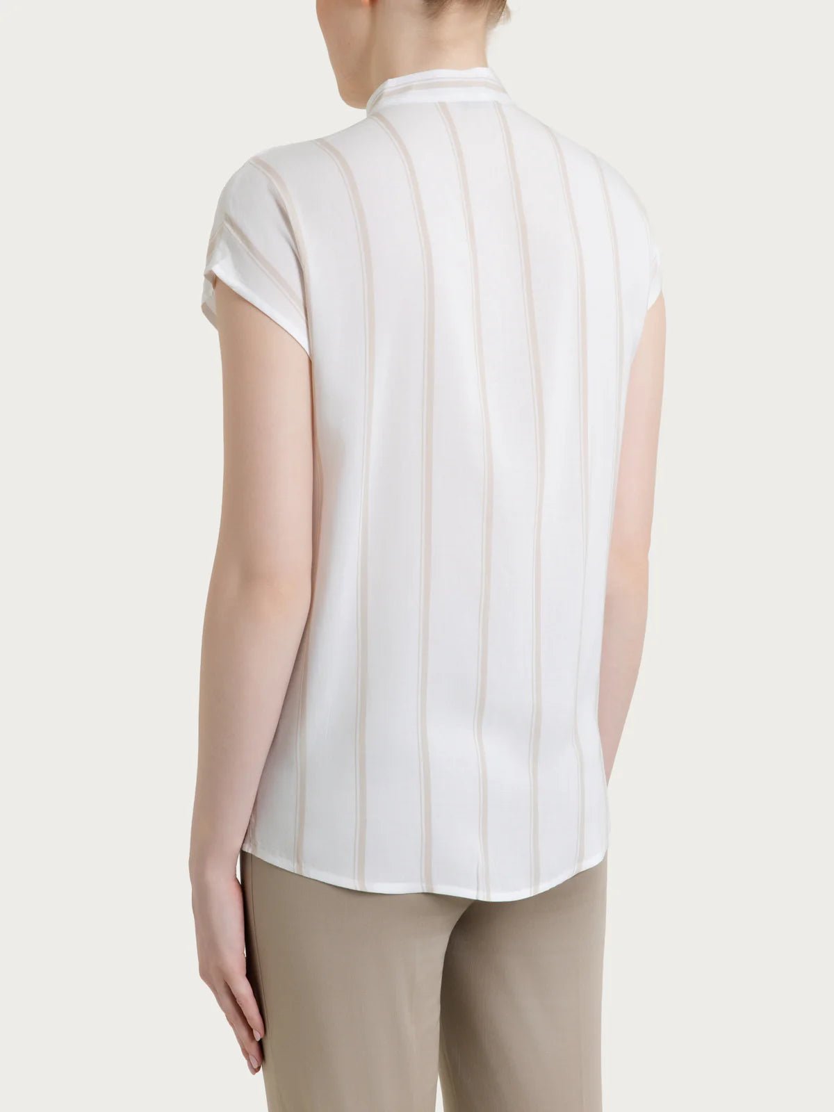 Ragno - Camicia a righe spaziate e manica corta in EcoSeta - Donna - World Fashion
