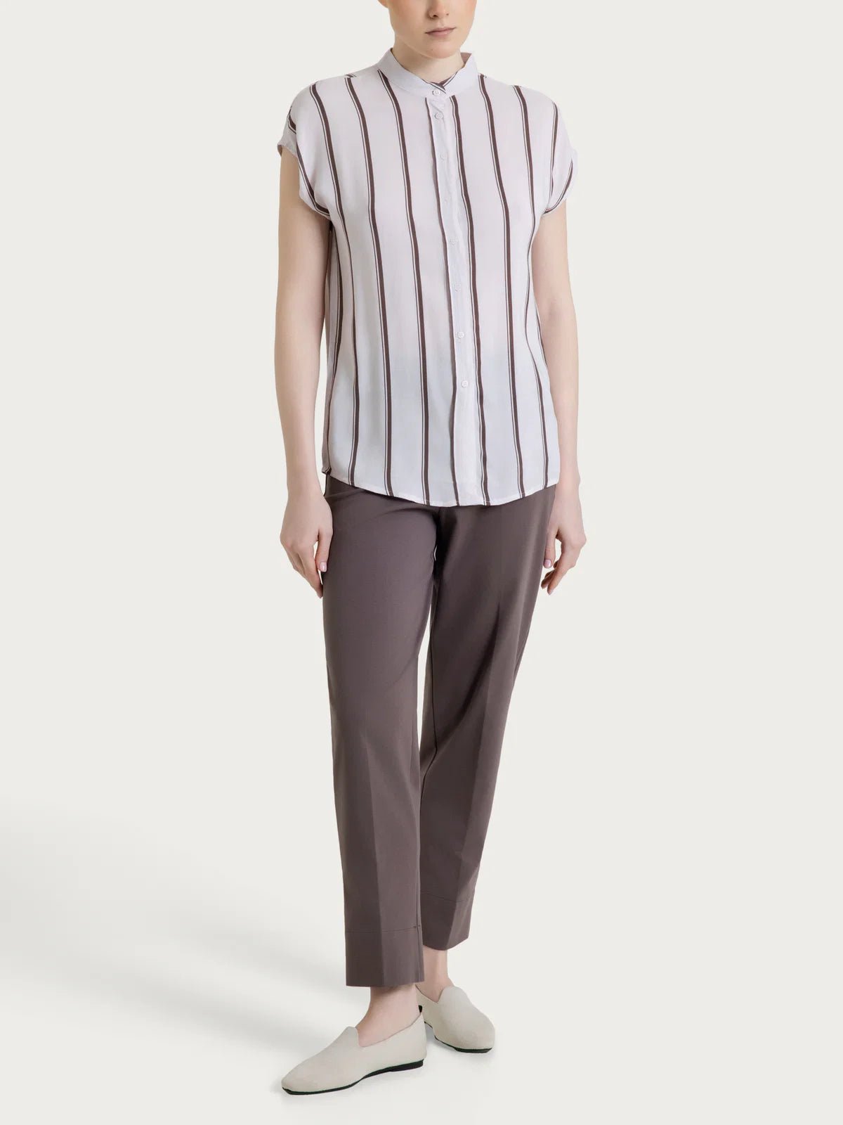 Ragno - Camicia a righe spaziate e manica corta in EcoSeta - Donna - World Fashion