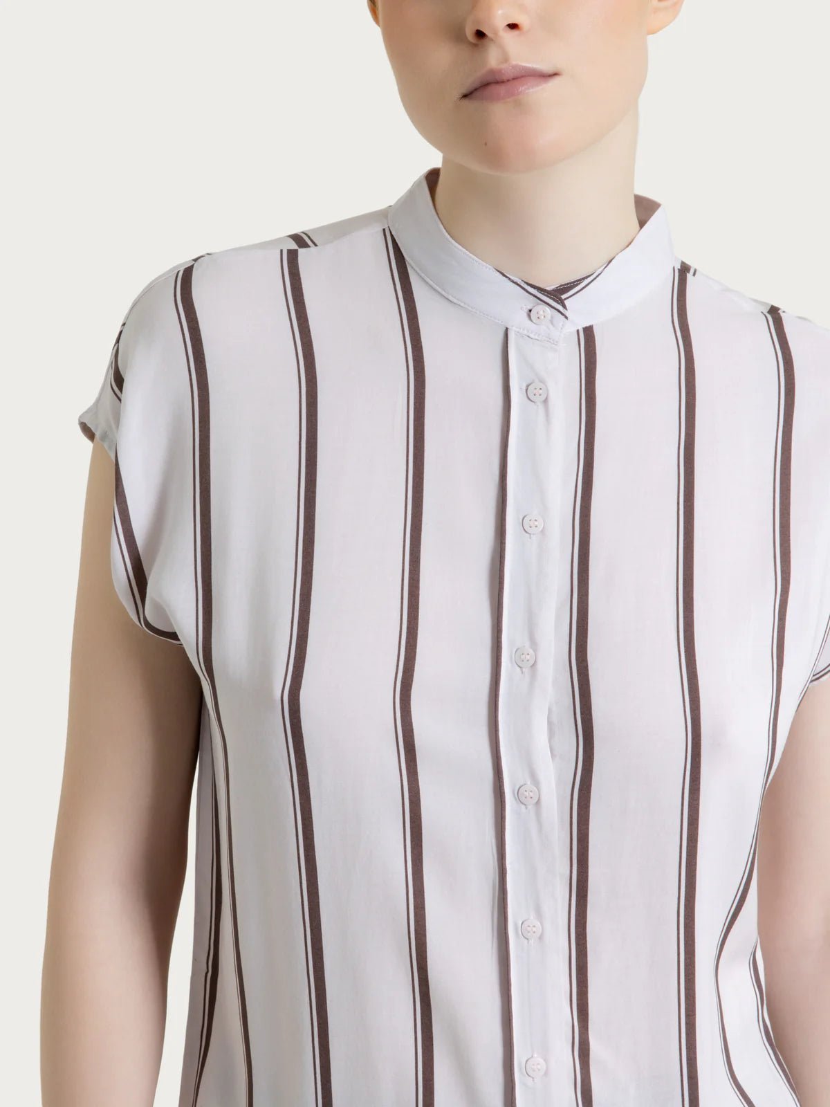 Ragno - Camicia a righe spaziate e manica corta in EcoSeta - Donna - World Fashion