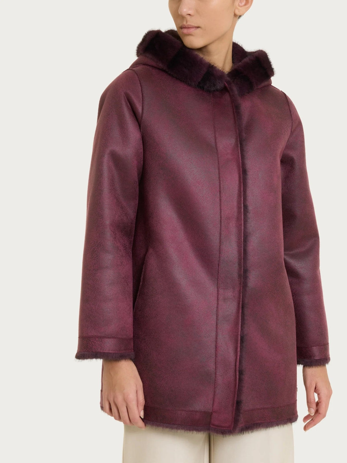 Ragno - Cappotto Double Face Vegan Shearling con Cappuccio - Donna - World Fashion