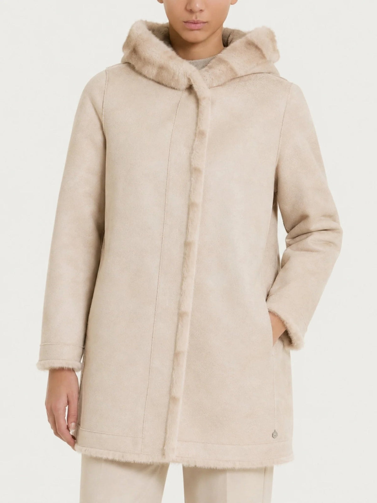 Ragno - Cappotto Double Face Vegan Shearling con Cappuccio - Donna - World Fashion