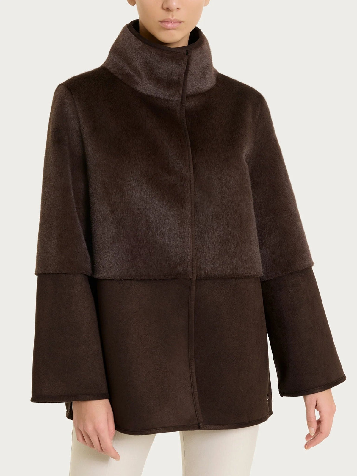 Ragno - Giacca lunga con collo alto double-face in Vegan Shearling - Donna - World Fashion