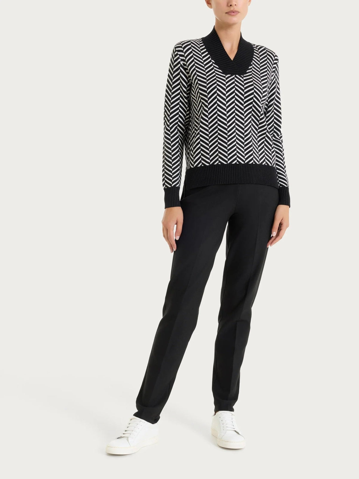 Ragno - Maglia con scollo a V e fantasia spigata in Super Soft - Donna - World Fashion