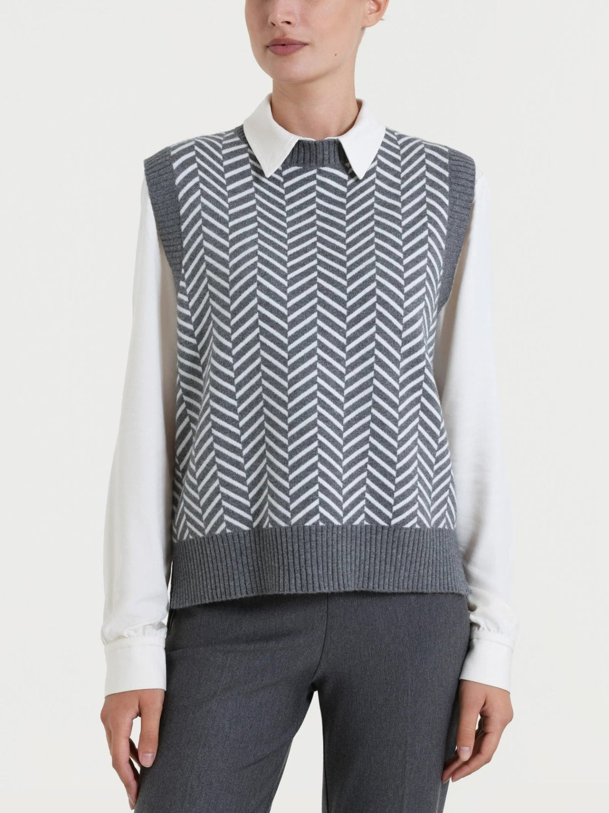 Ragno - Maglia smanicata con fantasia spigata in Super Soft - Donna - World Fashion