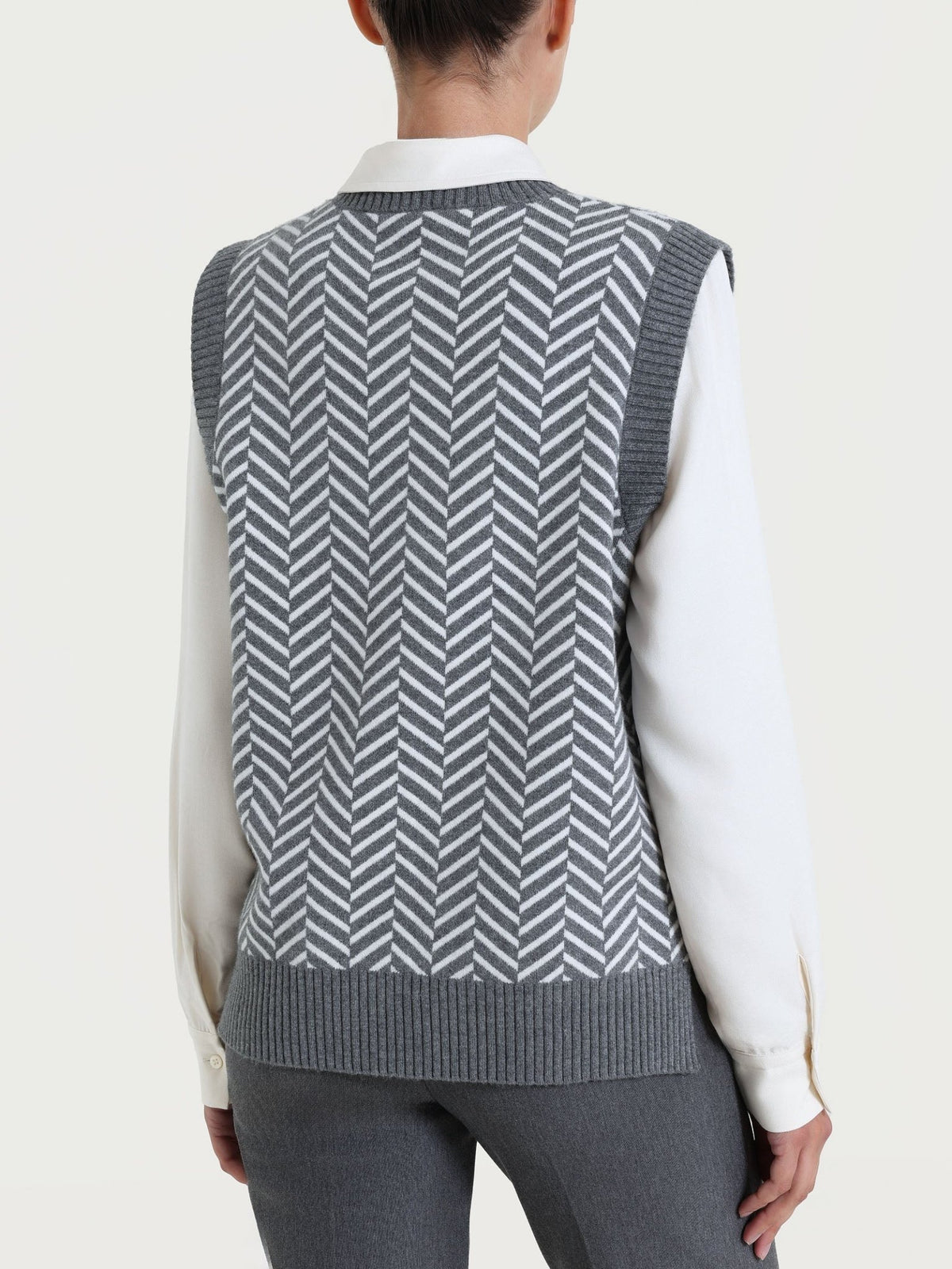 Ragno - Maglia smanicata con fantasia spigata in Super Soft - Donna - World Fashion