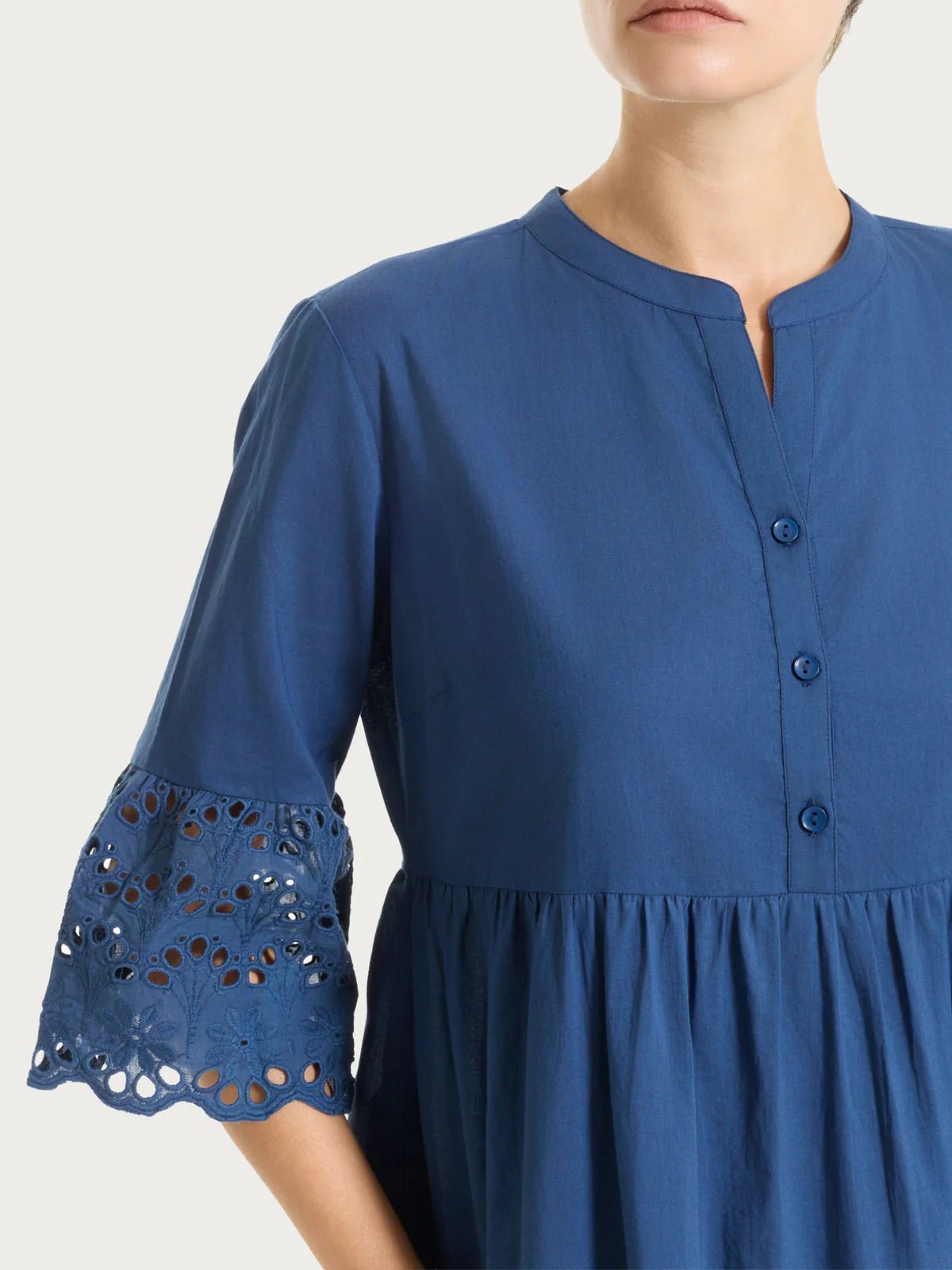 Ragno - Vestito con dettagli in Sangallo e Mussola di Cotone - Donna - World Fashion